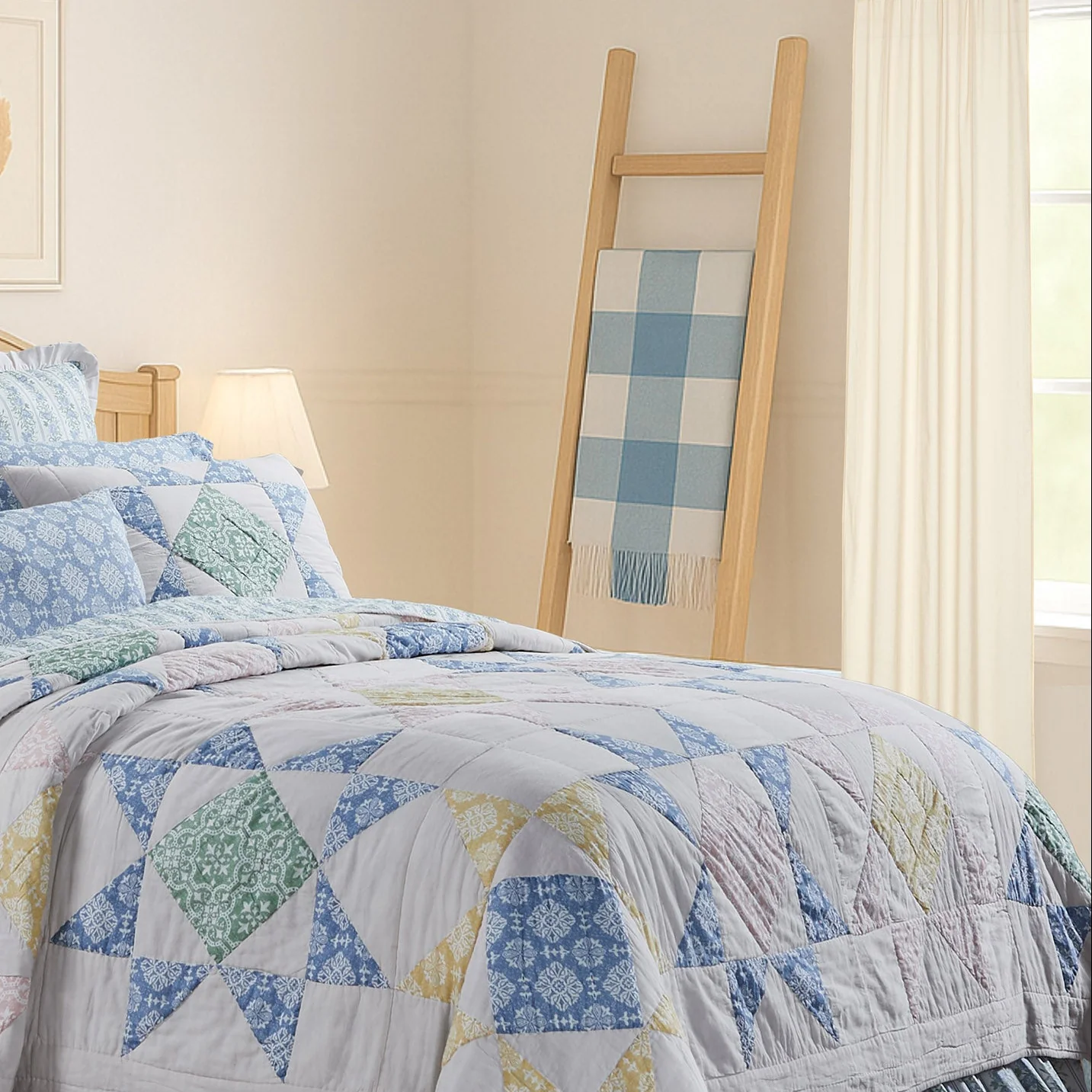 Dusk Blue Check Woven Throw - Image 3