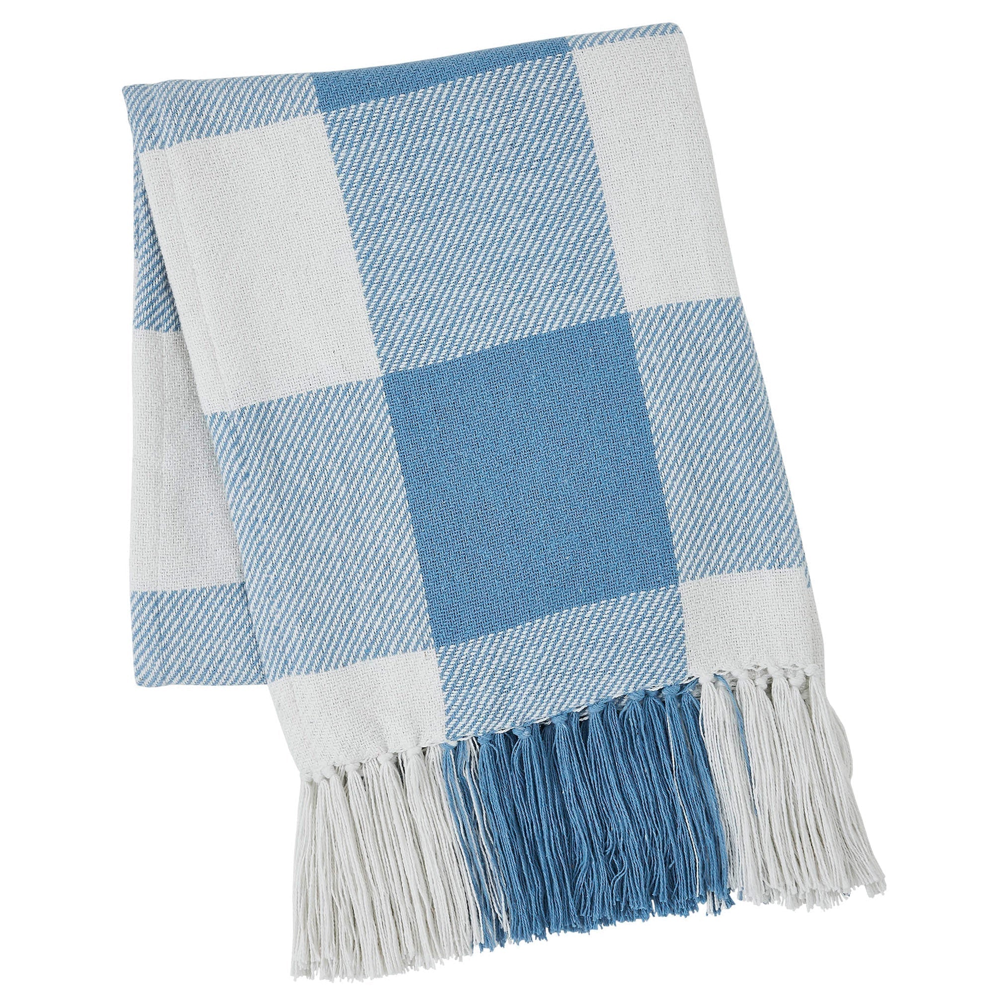 Dusk Blue Check Woven Throw - Image 7