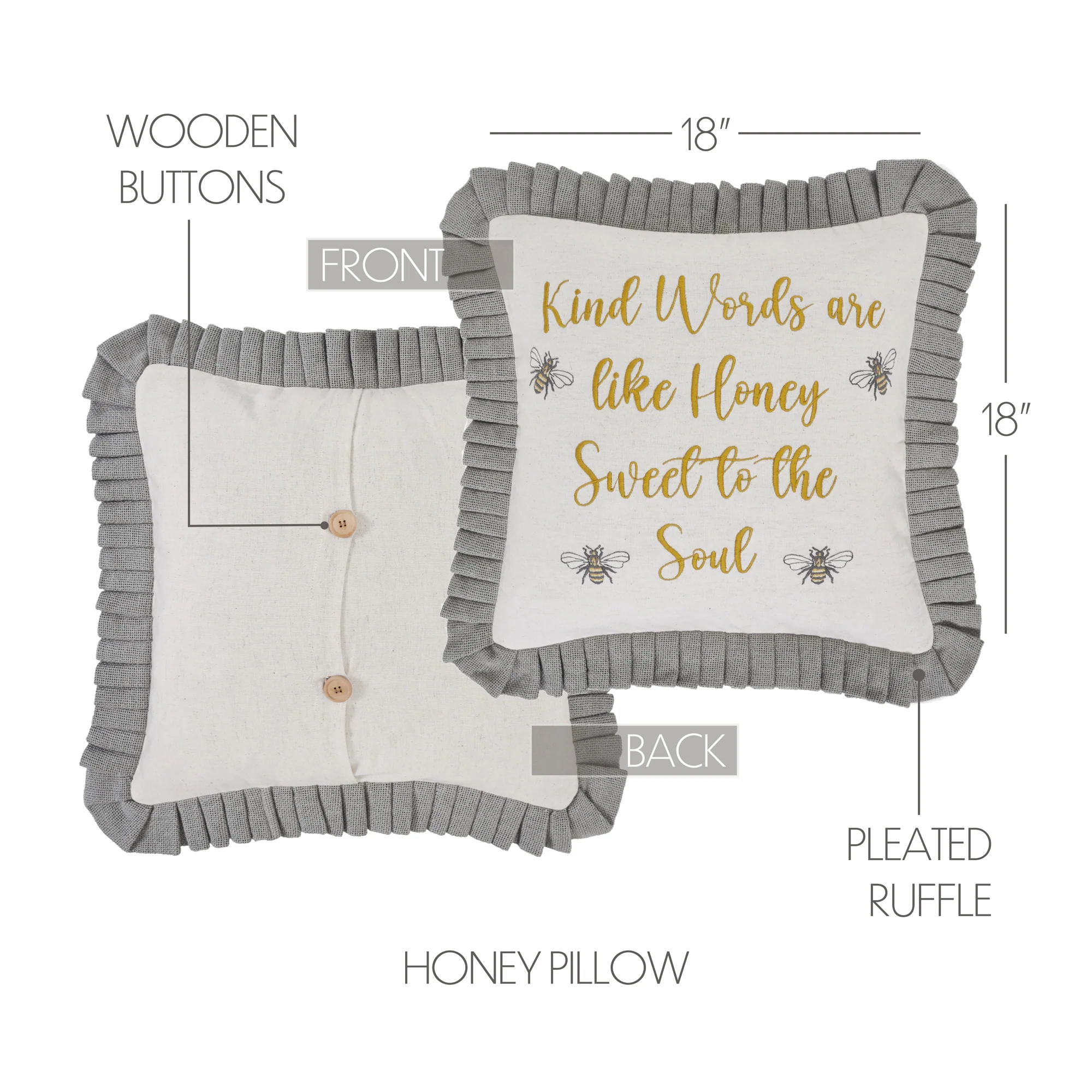 Golden Bee Kind Words Honey Pillow - Image 3