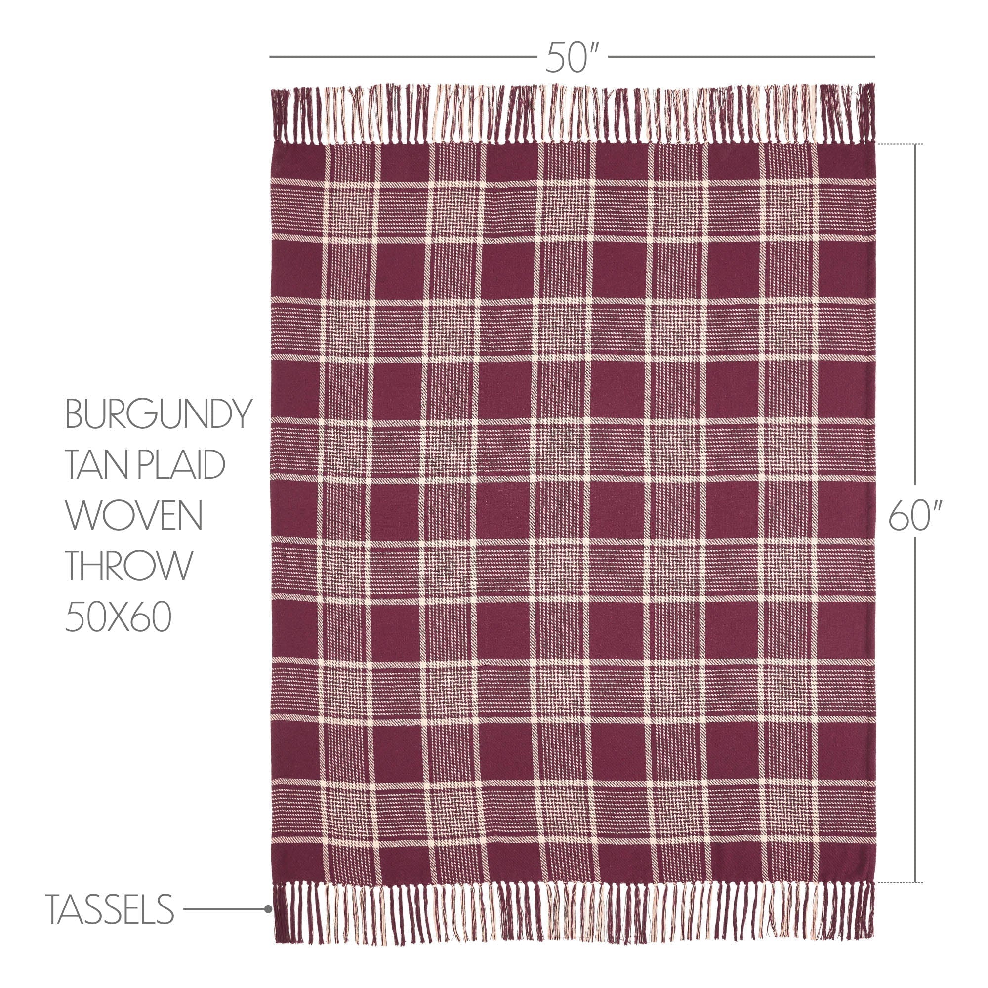 Exton Burgundy Tan Plaid Throw - Image 4