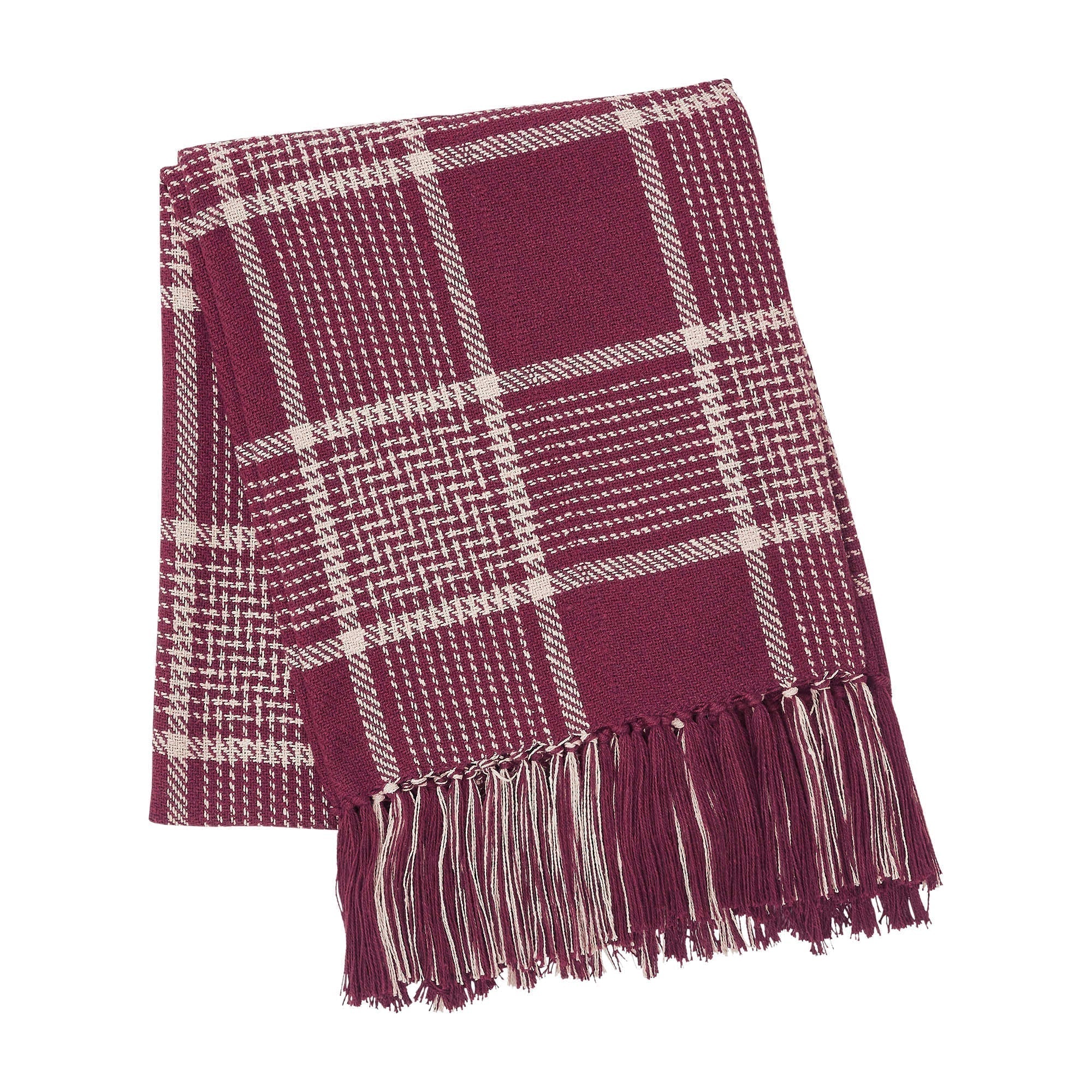 Exton Burgundy Tan Plaid Throw - Image 5