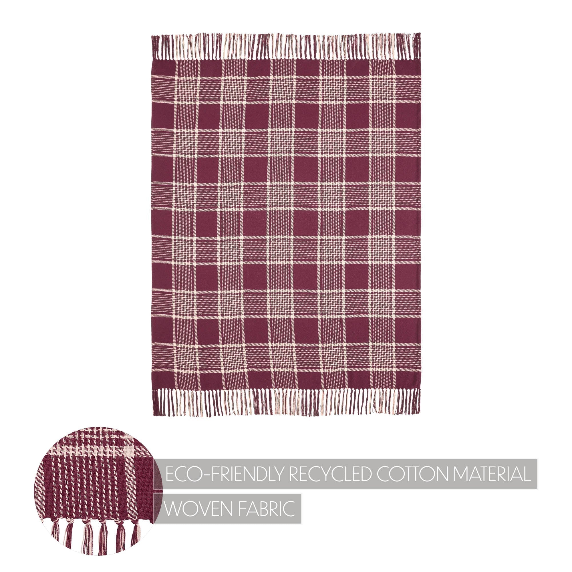Exton Burgundy Tan Plaid Throw - Image 6