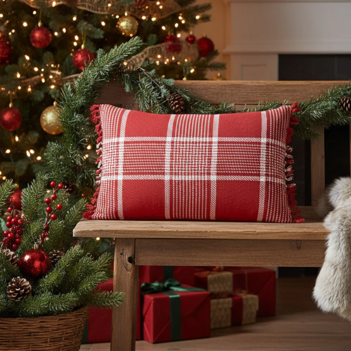 Exton Red Plaid Pillows - Image 2