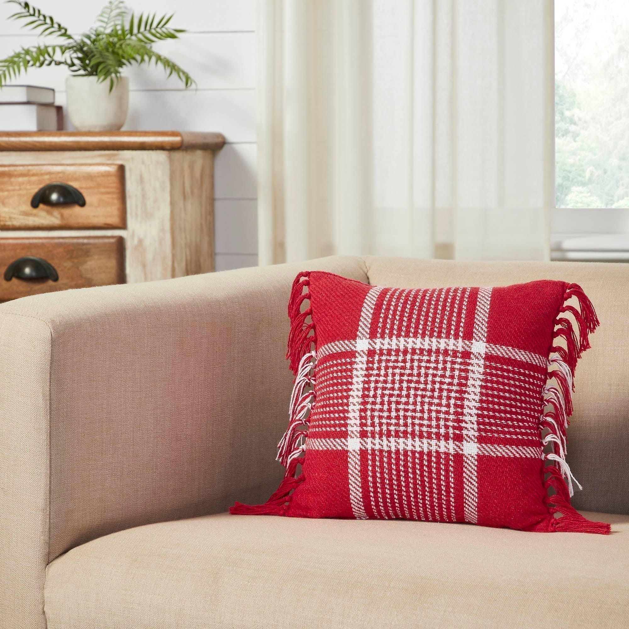 Exton Red Plaid Pillows - Image 4