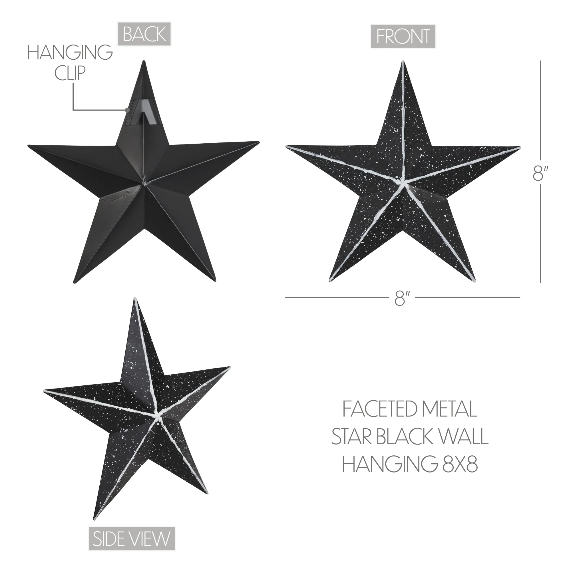 Faceted Metal Star Black - Multiple Sizes - Image 8