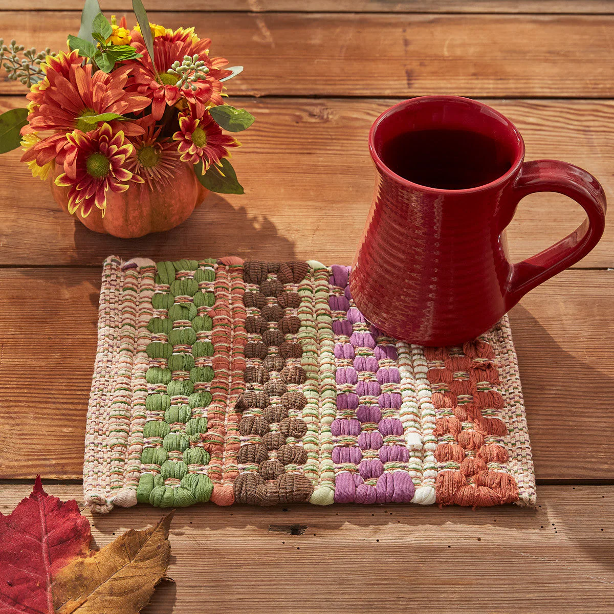 Fall Colors Chindi Trivet 8" Set