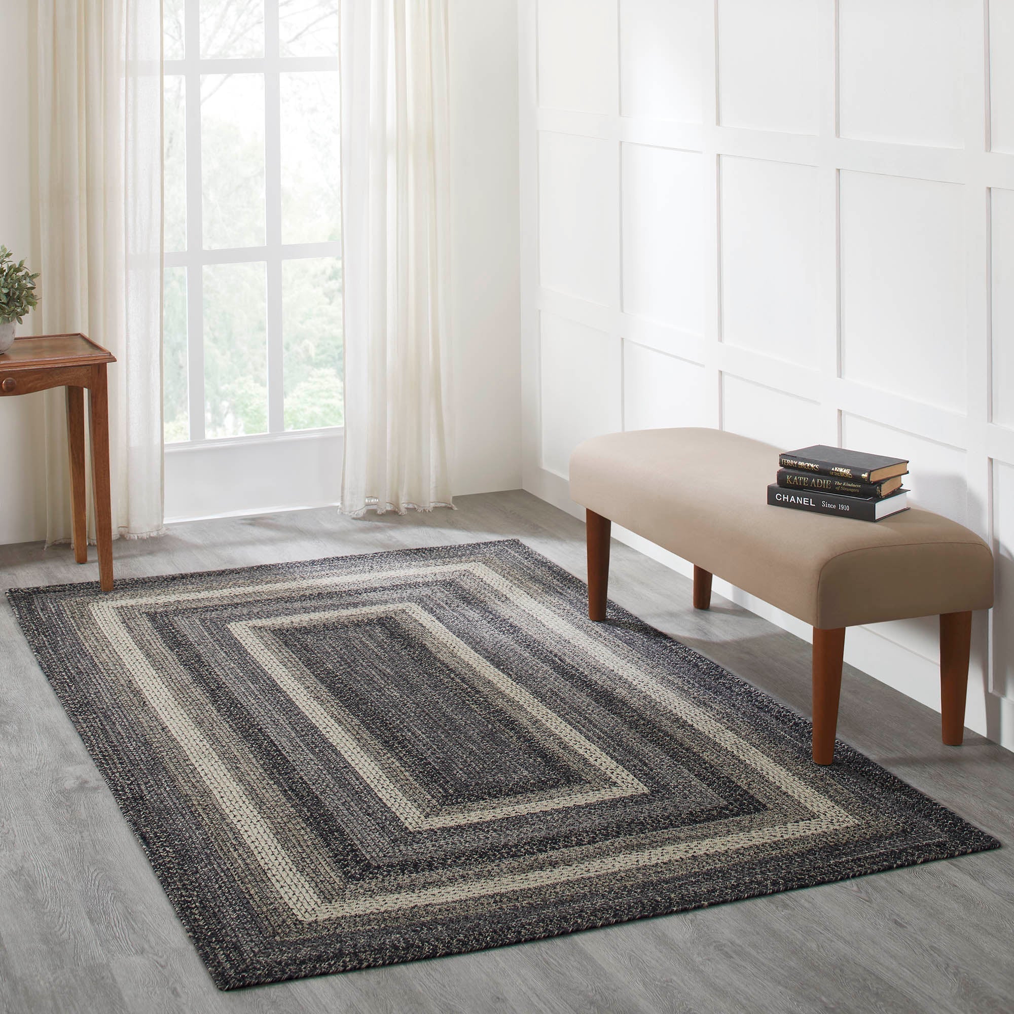 Farmstead Black Collection Braided Rugs - Rectangle