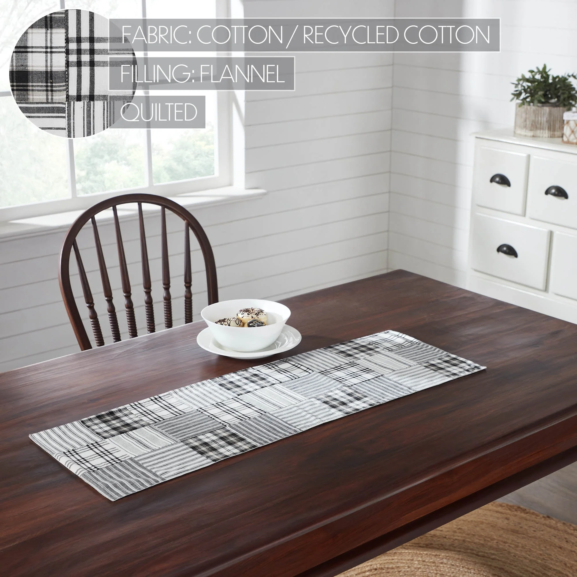 Farmstead Black Quilted Table Runners - Image 4