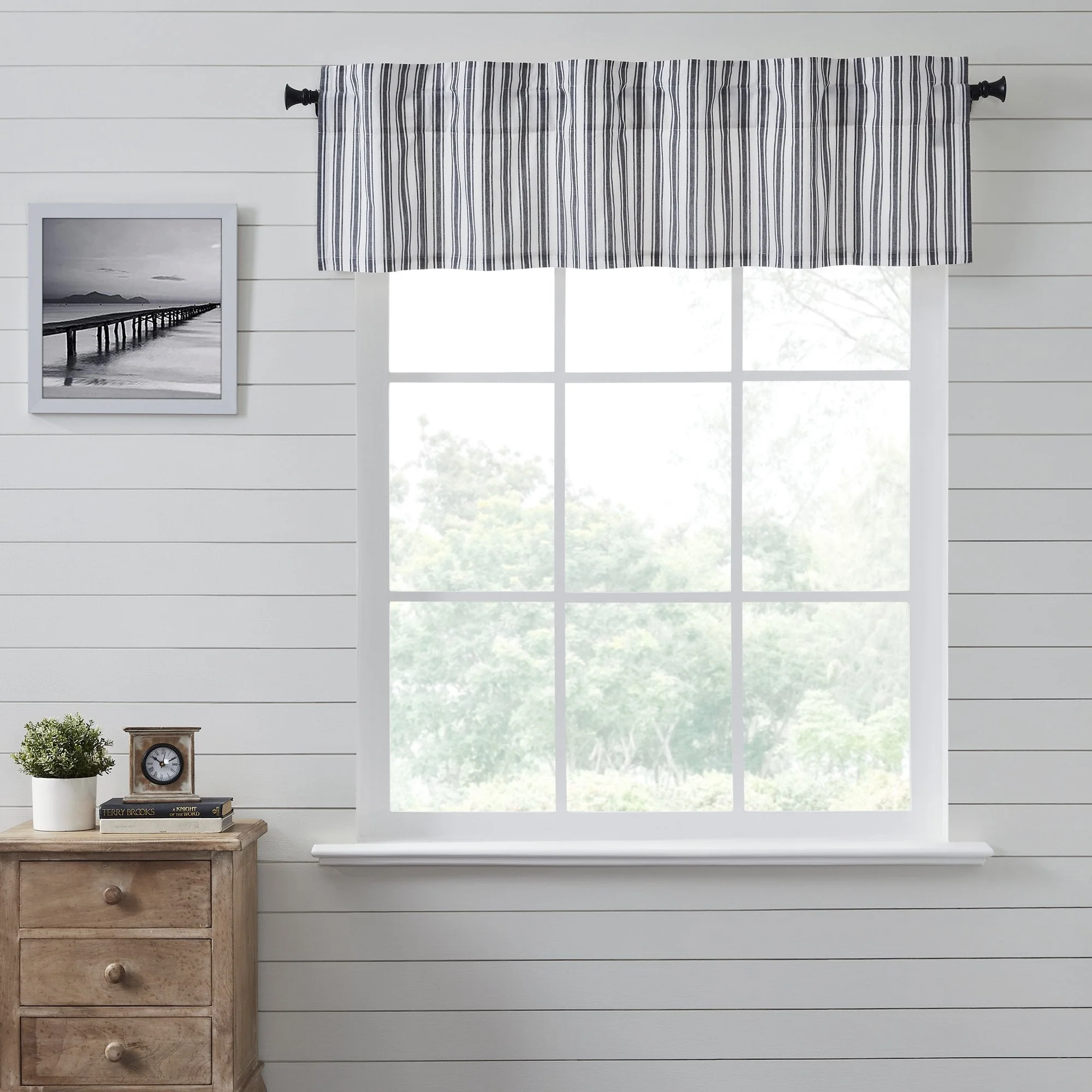 Farmstead Black Ticking Stripe Valance