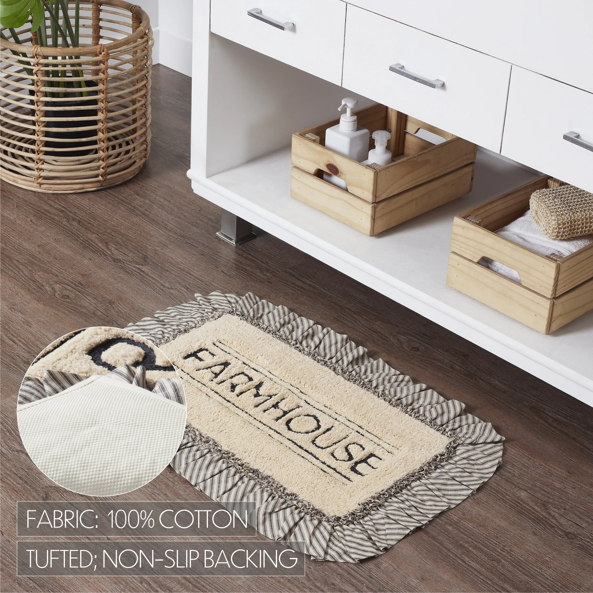 Farmstead Charcoal Bath Mat - Image 6