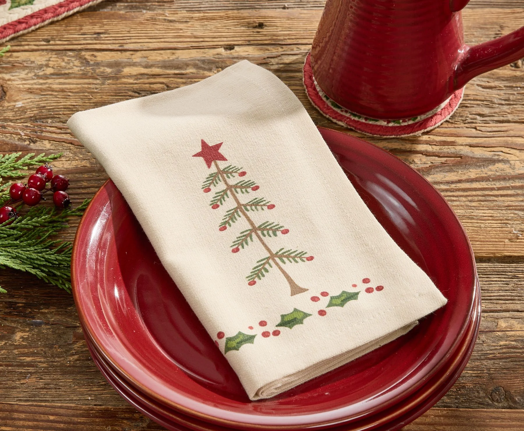 Feather Tree & Holly Napkins