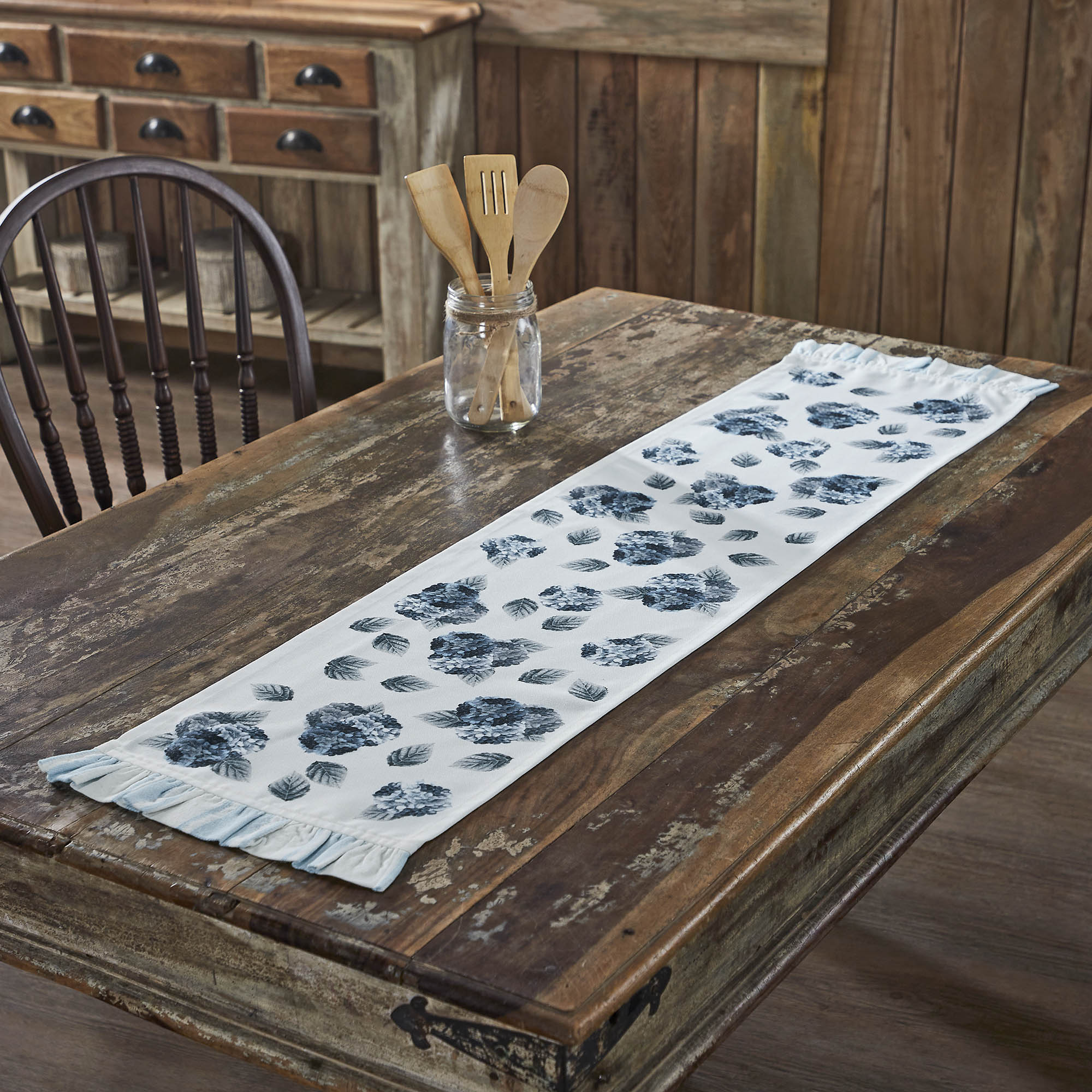 Serene Hydrangea Ruffled Table Runners - Image 2