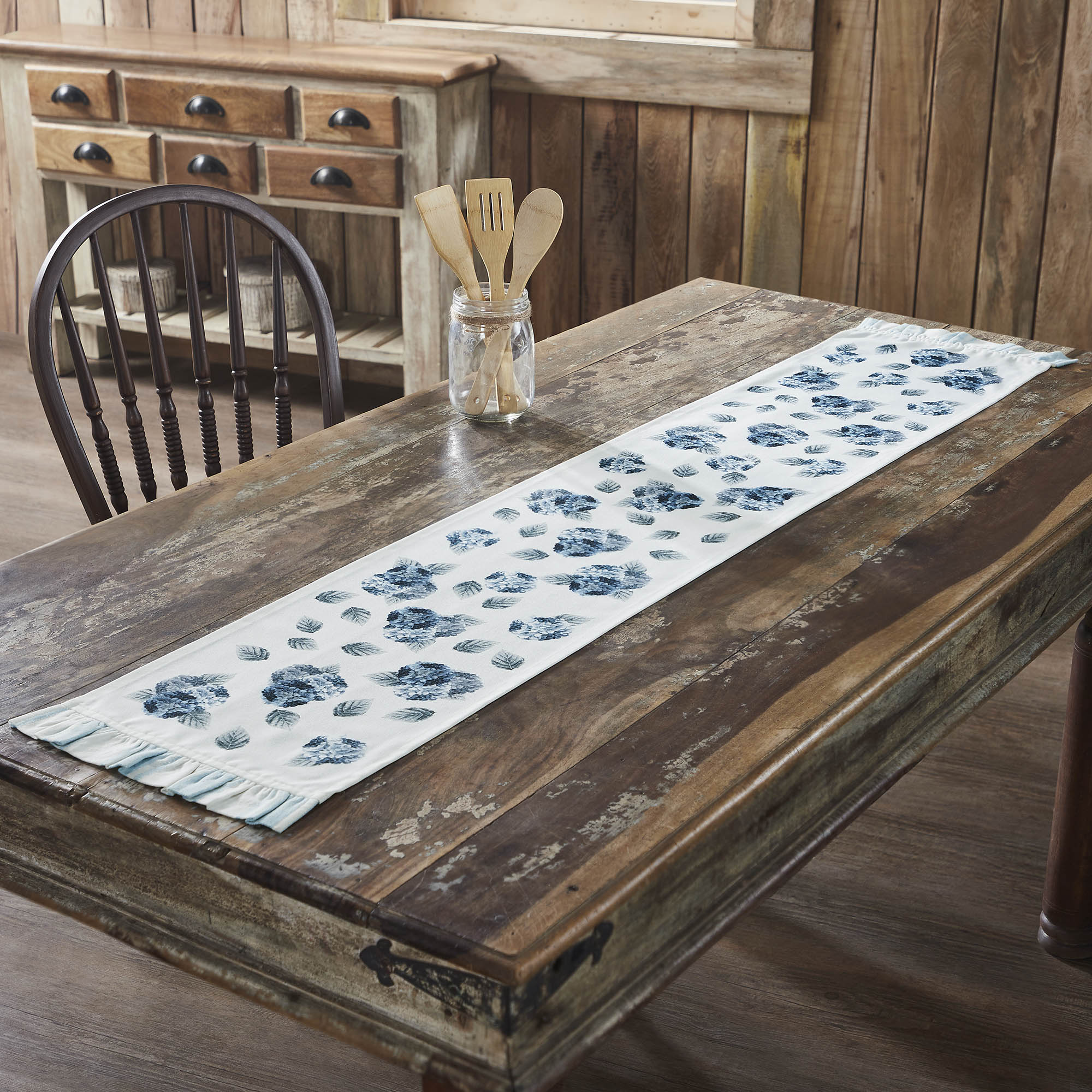 Serene Hydrangea Ruffled Table Runners - Image 3