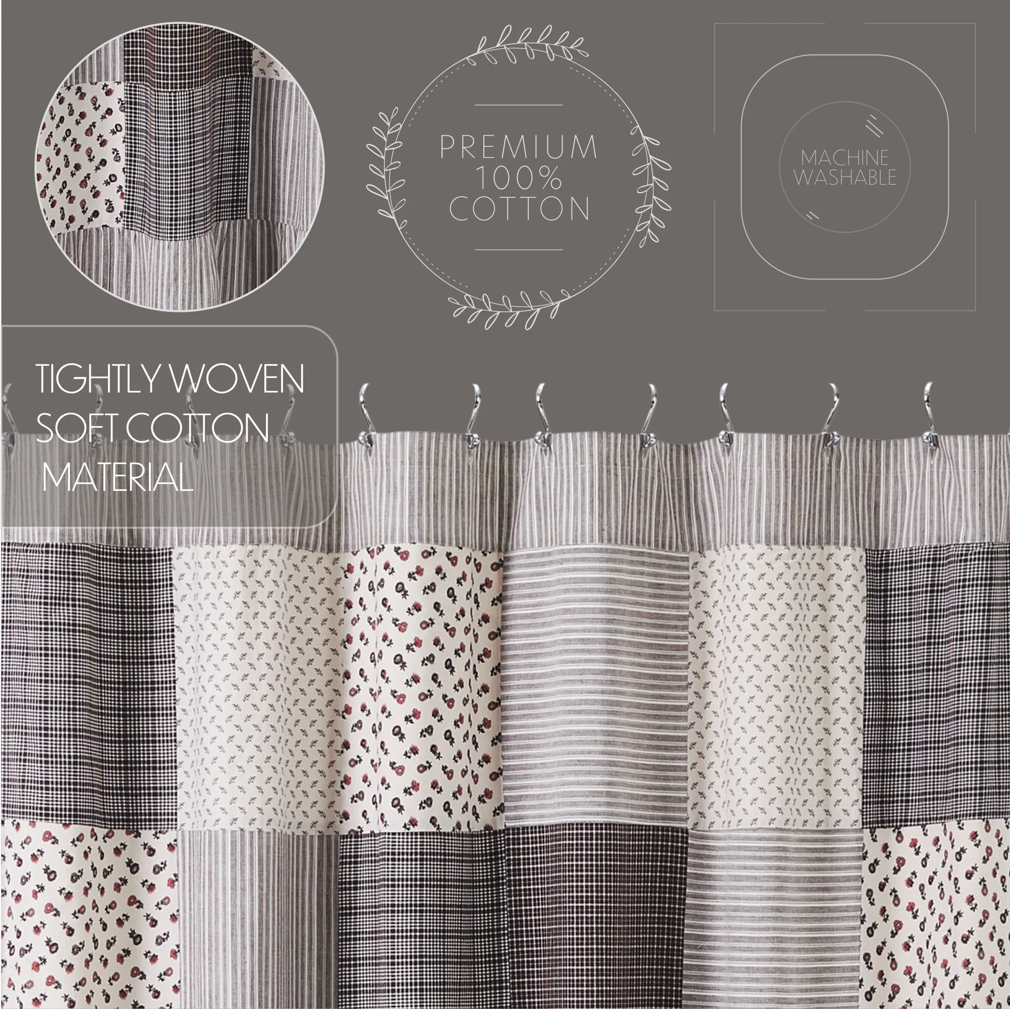 Fleurette Patchwork Shower Curtain - Image 3