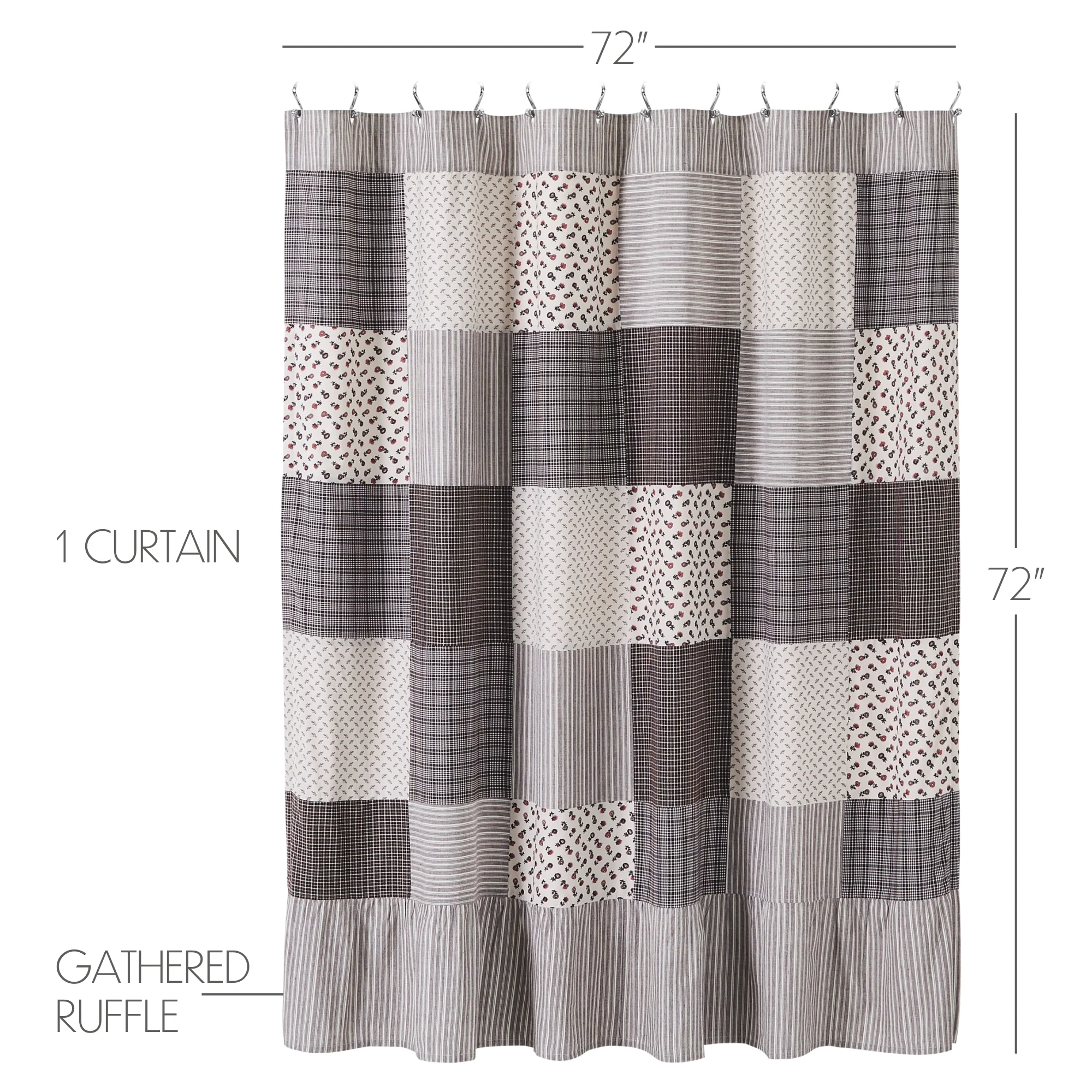 Fleurette Patchwork Shower Curtain - Image 4