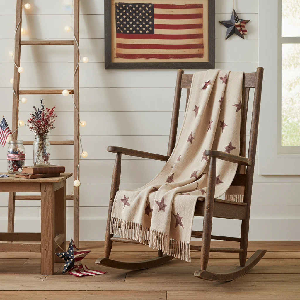 Primitive Burgundy Star Throw