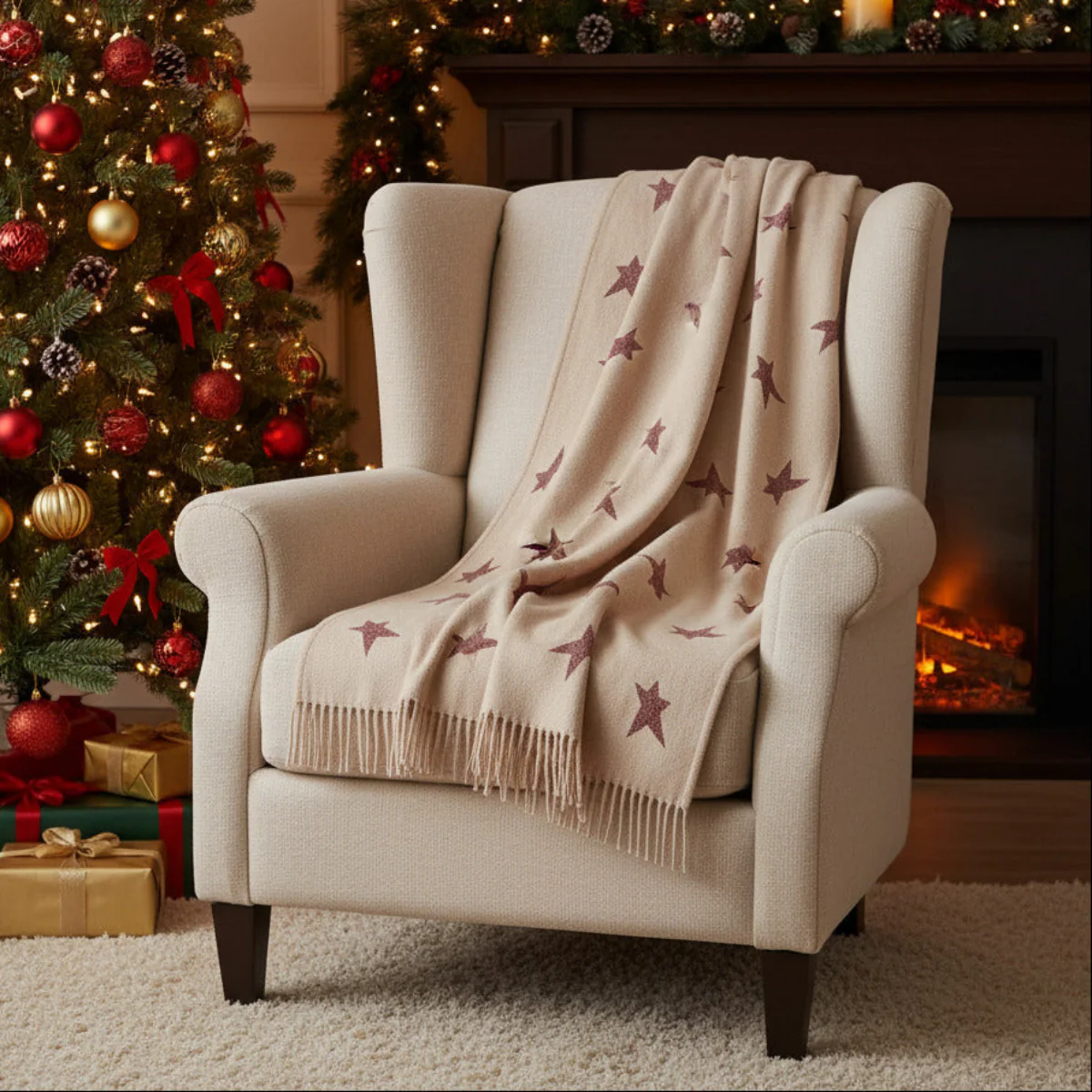 Primitive Burgundy Star Throw - Image 2