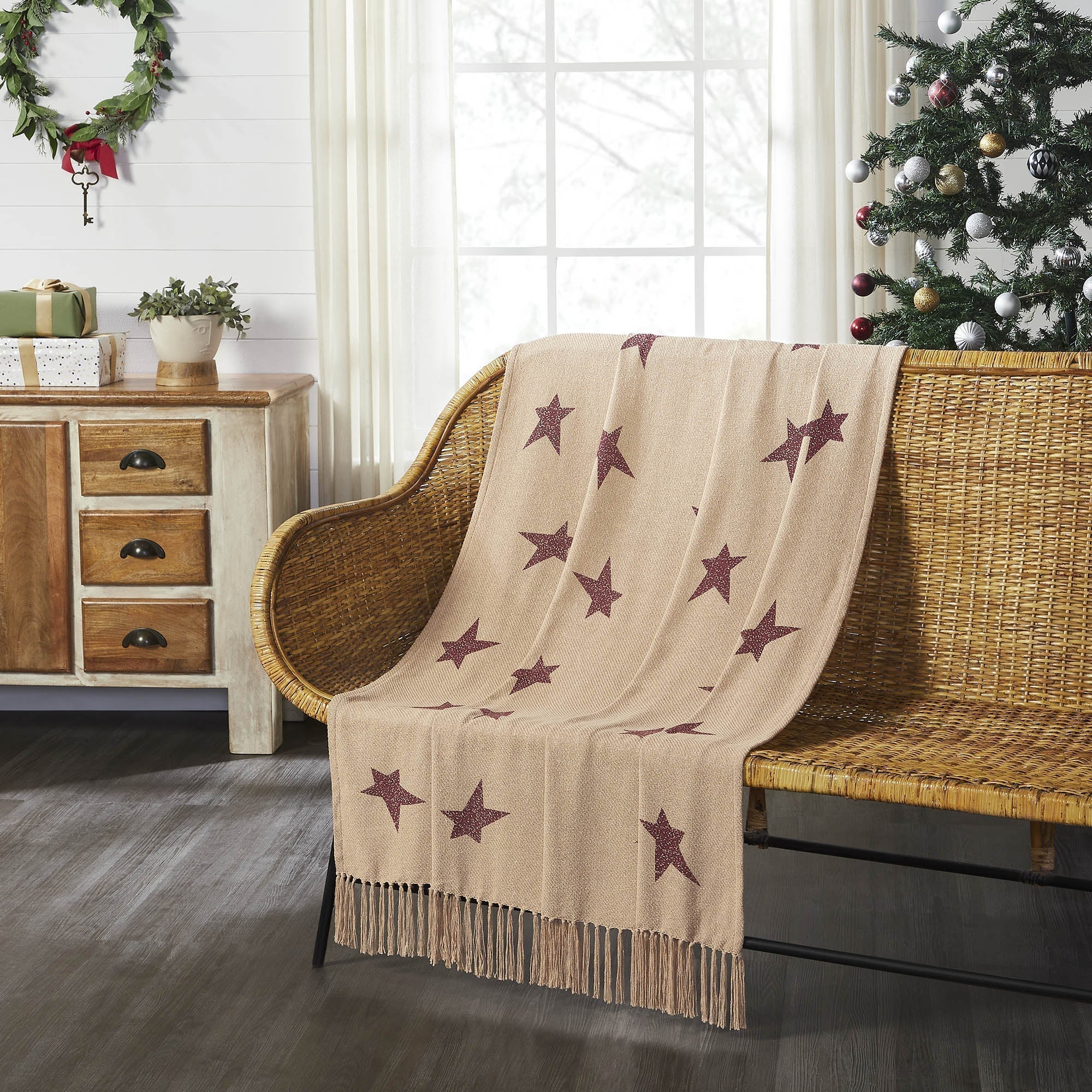 Primitive Burgundy Star Throw - Image 3