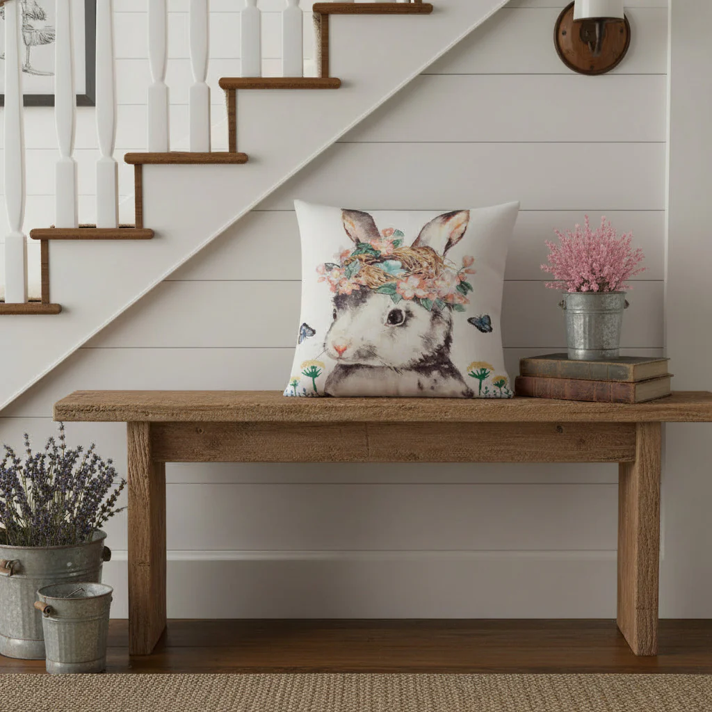 Garden Bunny Whimsy Pillow - Image 3