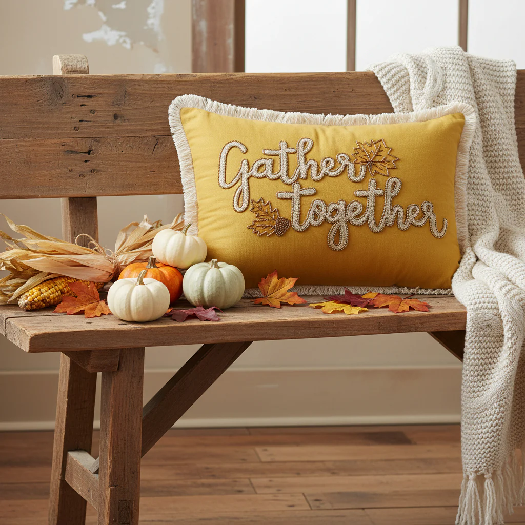Gather Together Fall Leaves Pillow