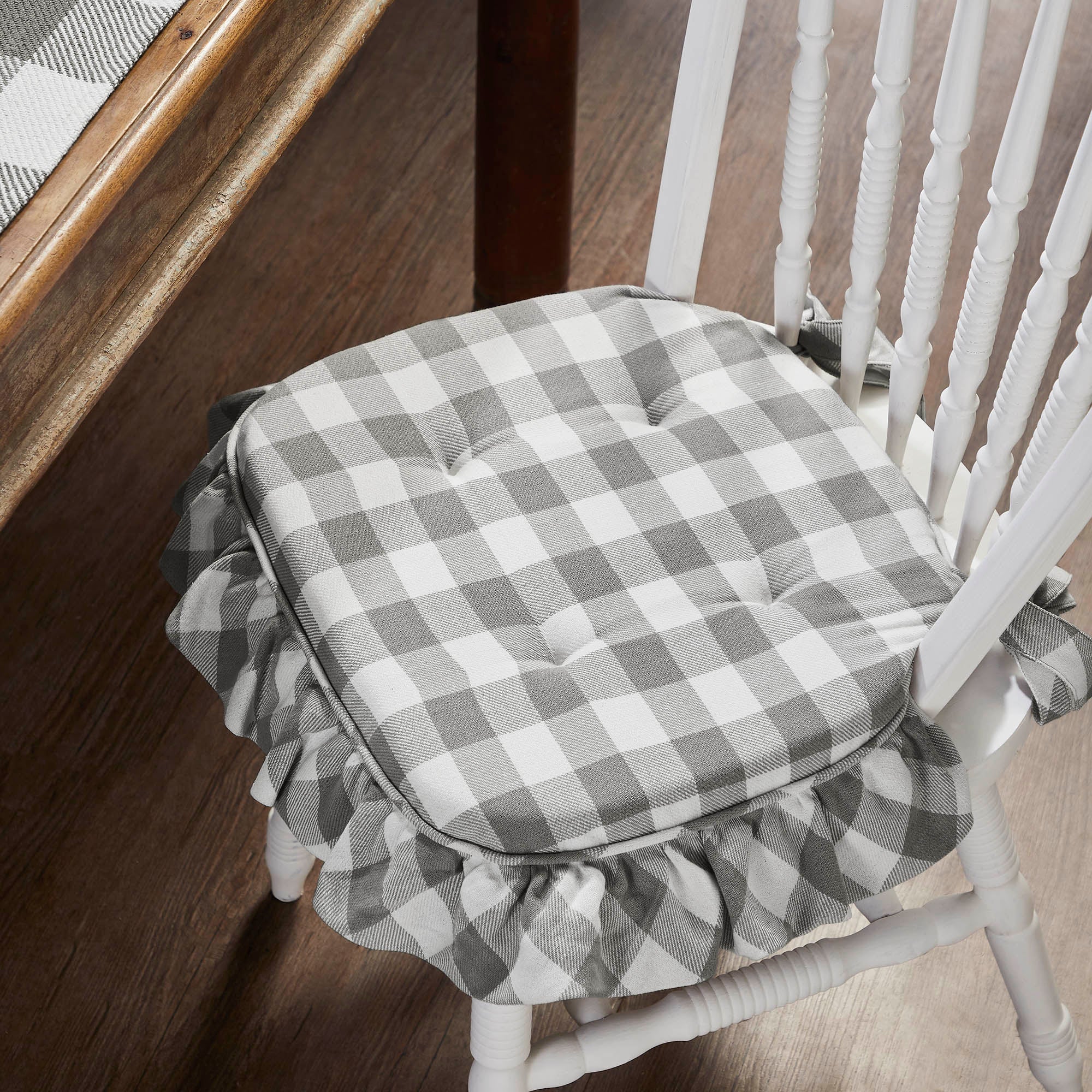 Grace Ann Check Ruffled Chair Pad