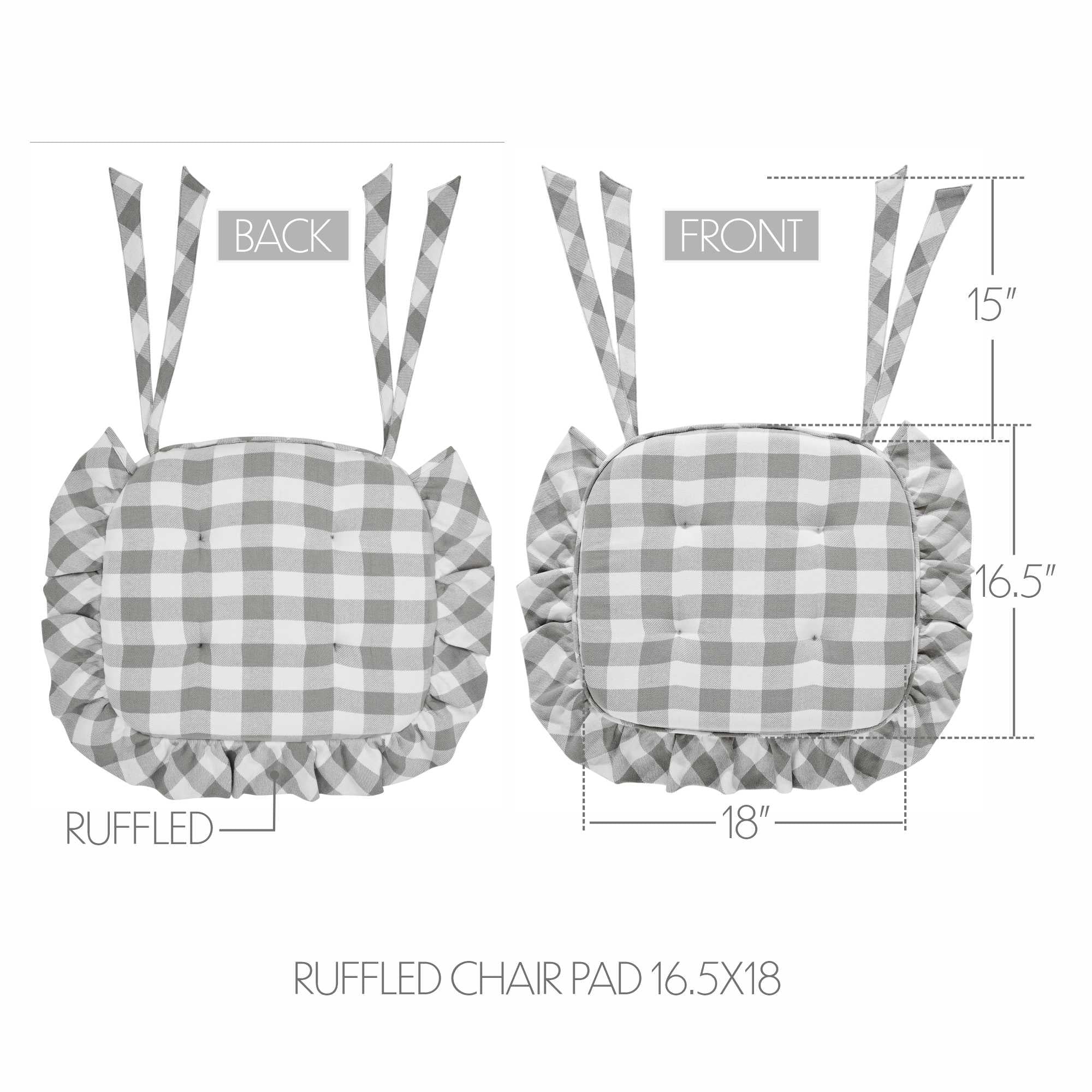 Grace Ann Check Ruffled Chair Pad - Image 4