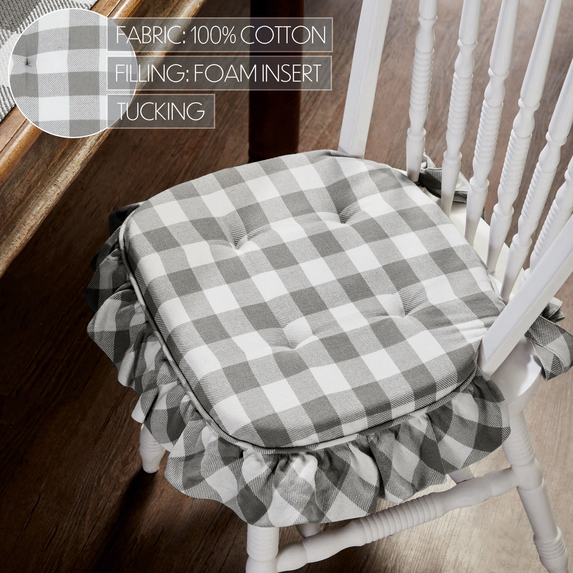 Grace Ann Check Ruffled Chair Pad - Image 5