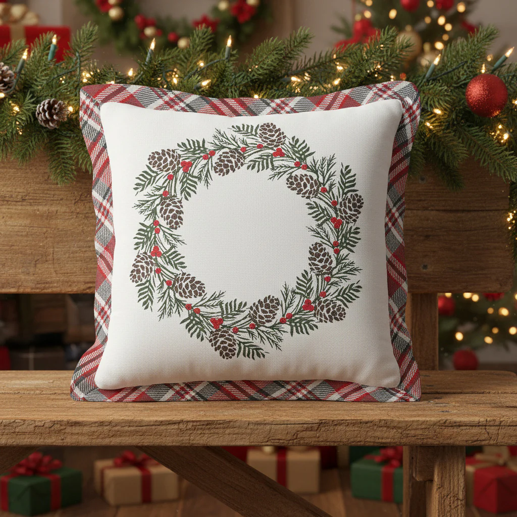 Greland Plaid Wreath Pillow