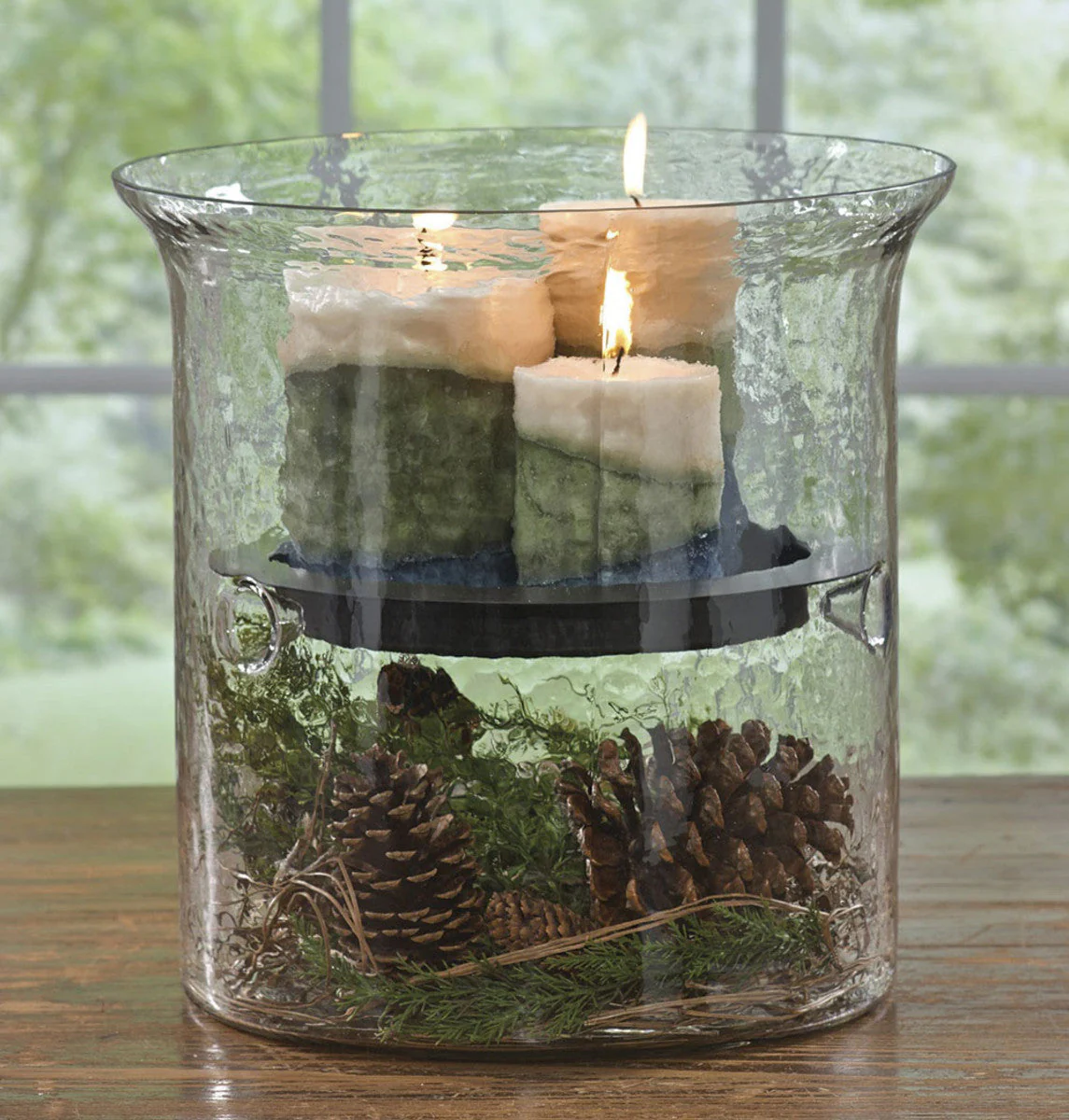 Hammered Glass Hurricane Large Candle Holder 12.5" - Image 2