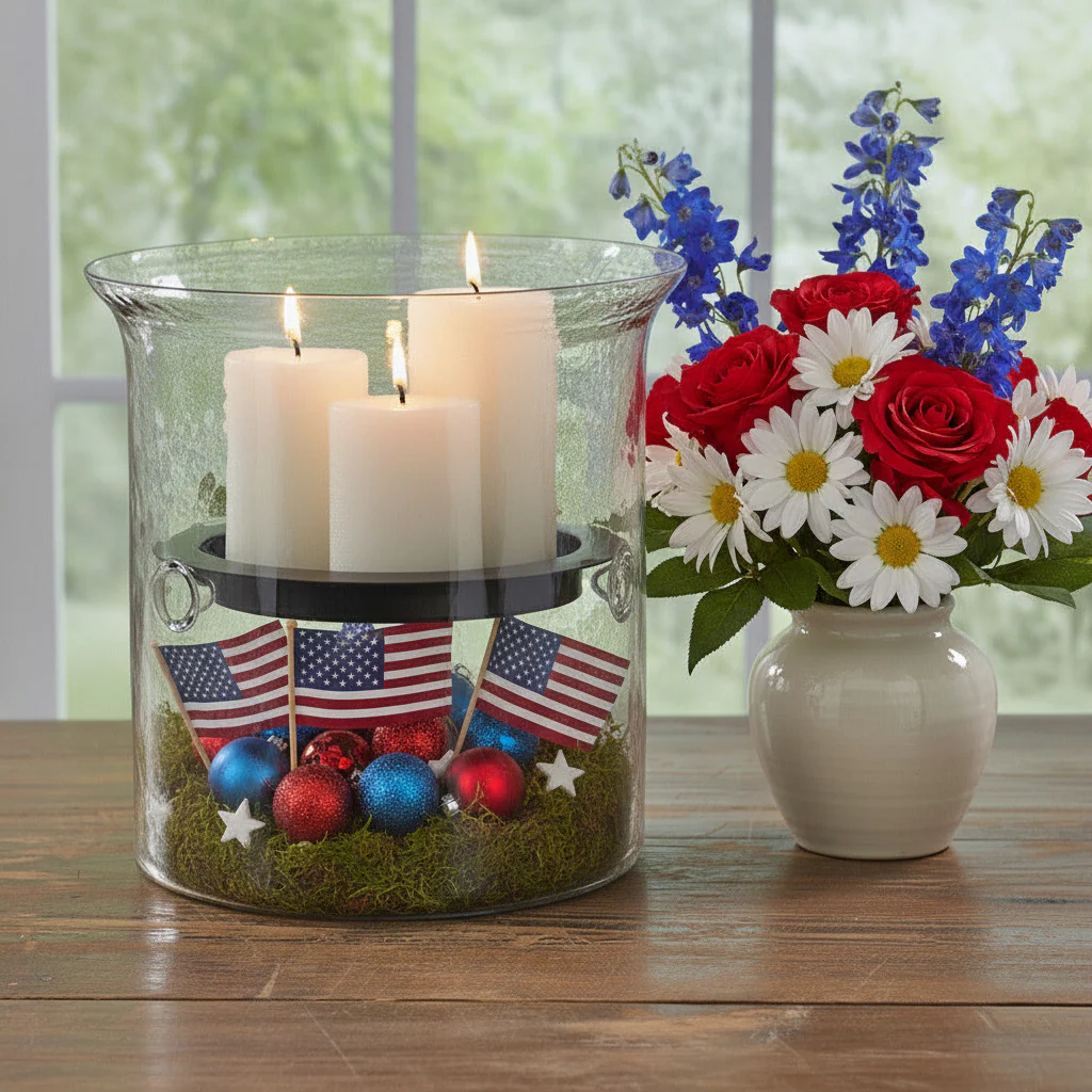 Hammered Glass Hurricane Large Candle Holder 12.5" - Image 3
