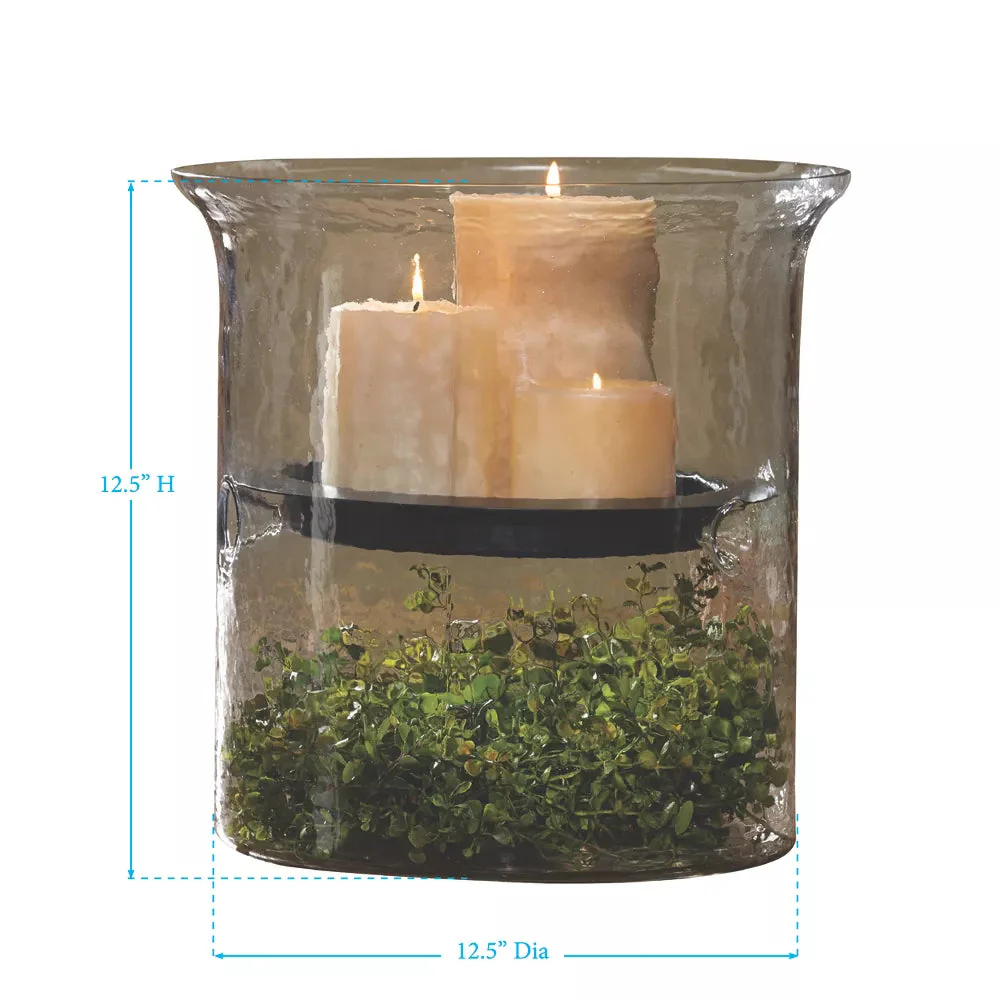 Hammered Glass Hurricane Large Candle Holder 12.5" - Image 5