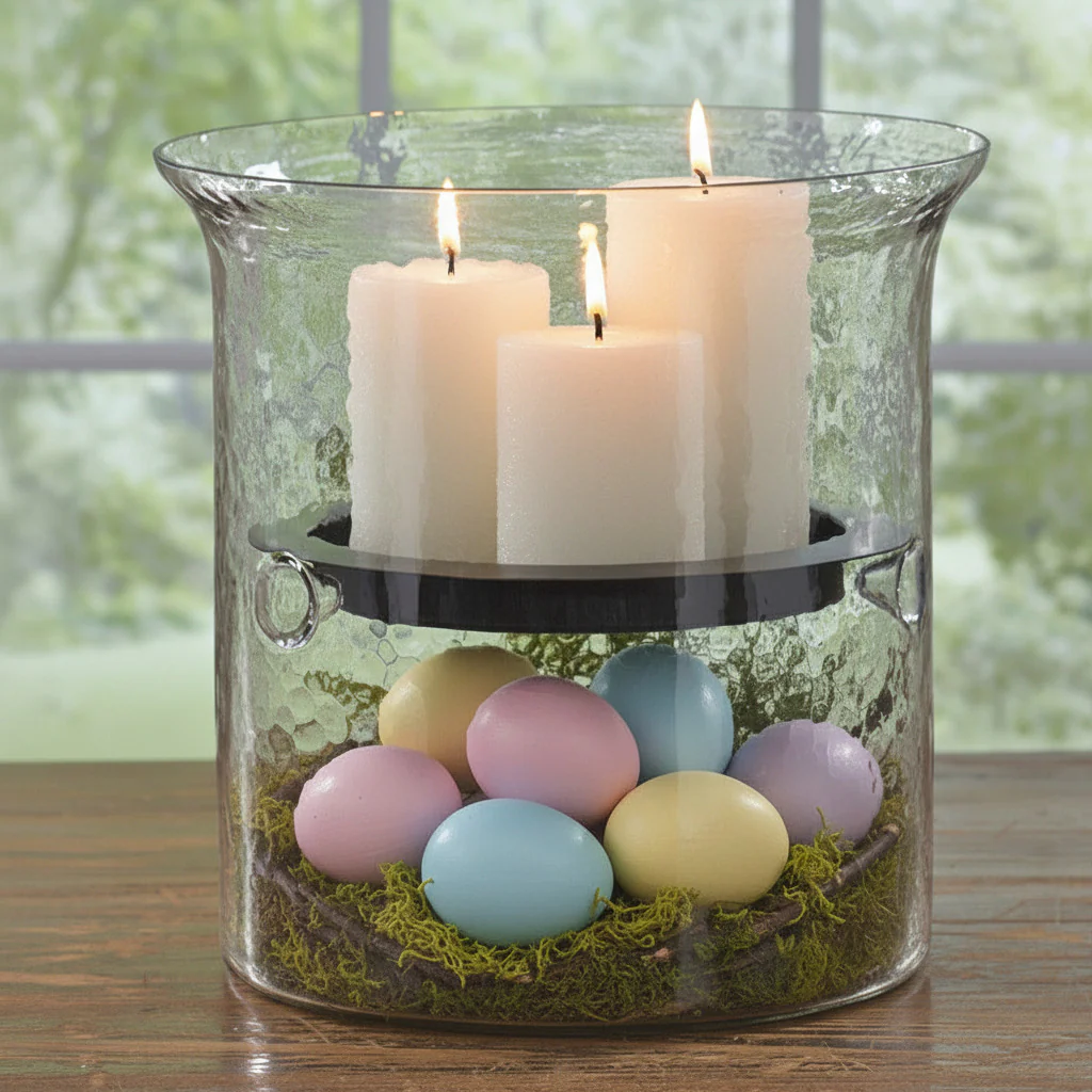 Hammered Glass Hurricane Large Candle Holder 12.5" - Image 8