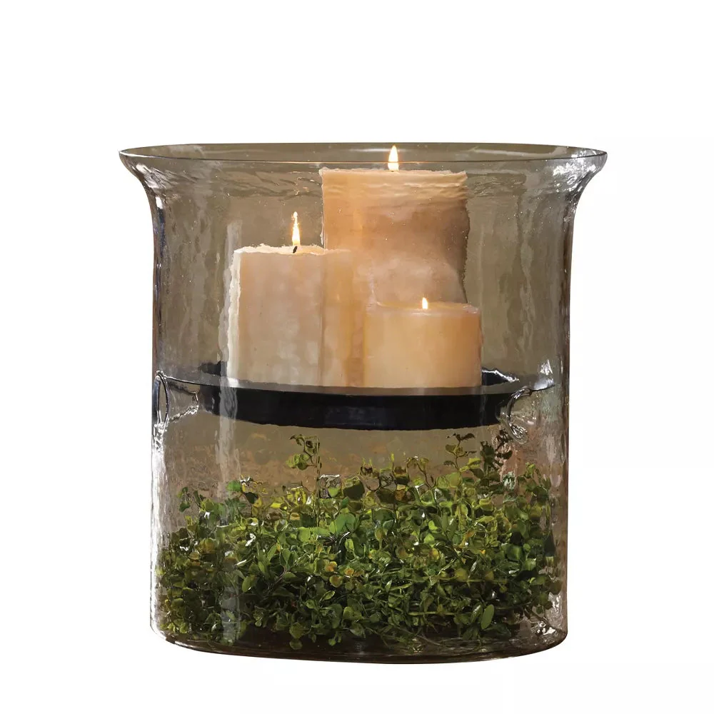 Hammered Glass Hurricane Large Candle Holder 12.5" - Image 9