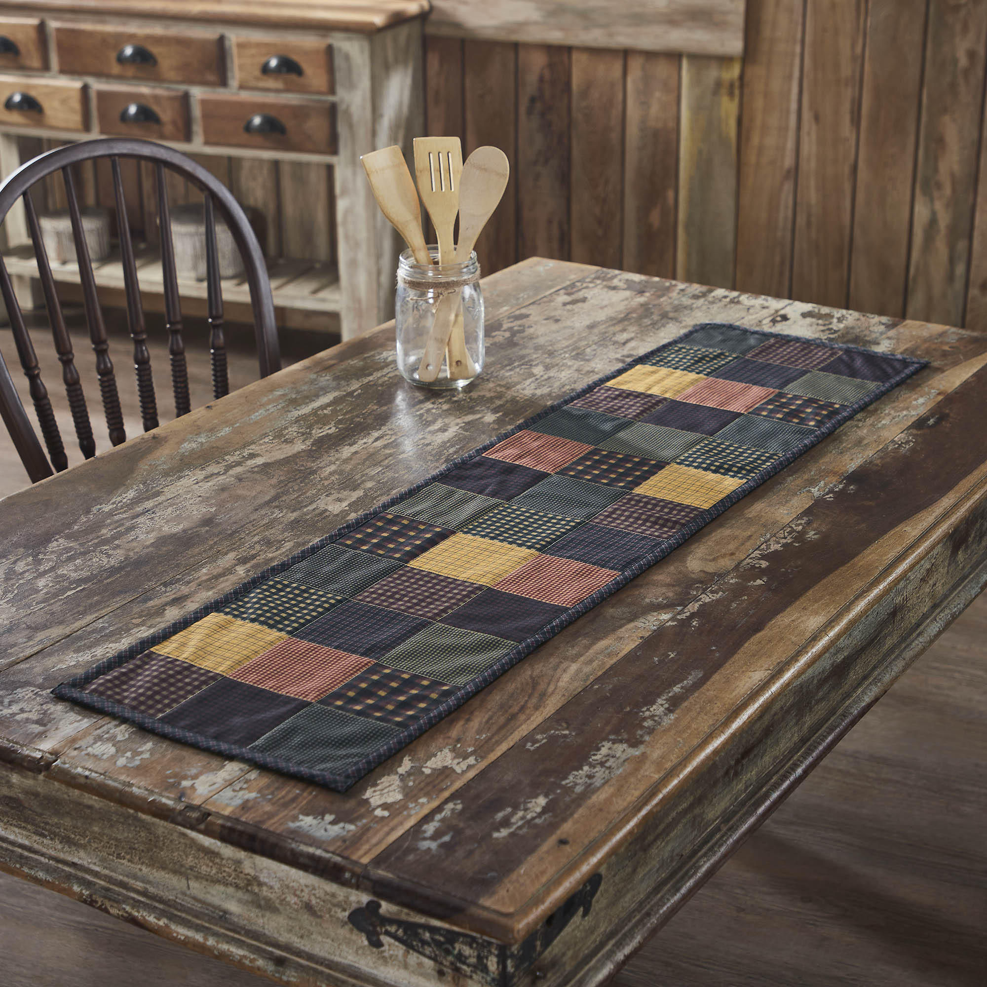 Heirloom Farm Primitive Check Quilted Table Runner - Image 3