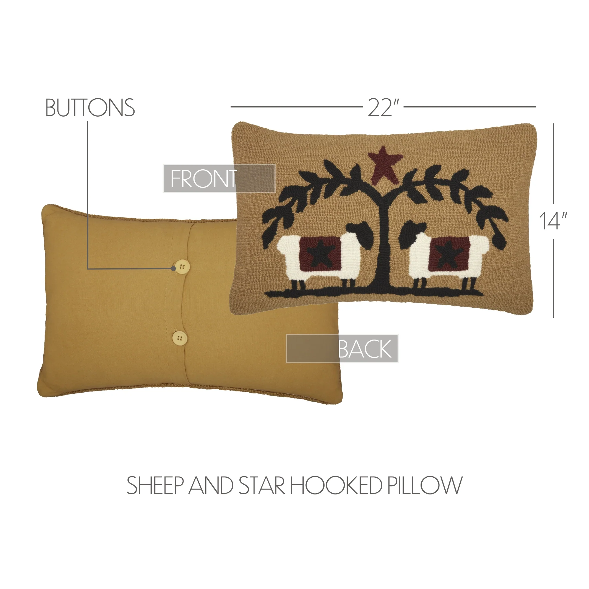 Heirloom Farm Sheep Hooked Pillow - Image 5
