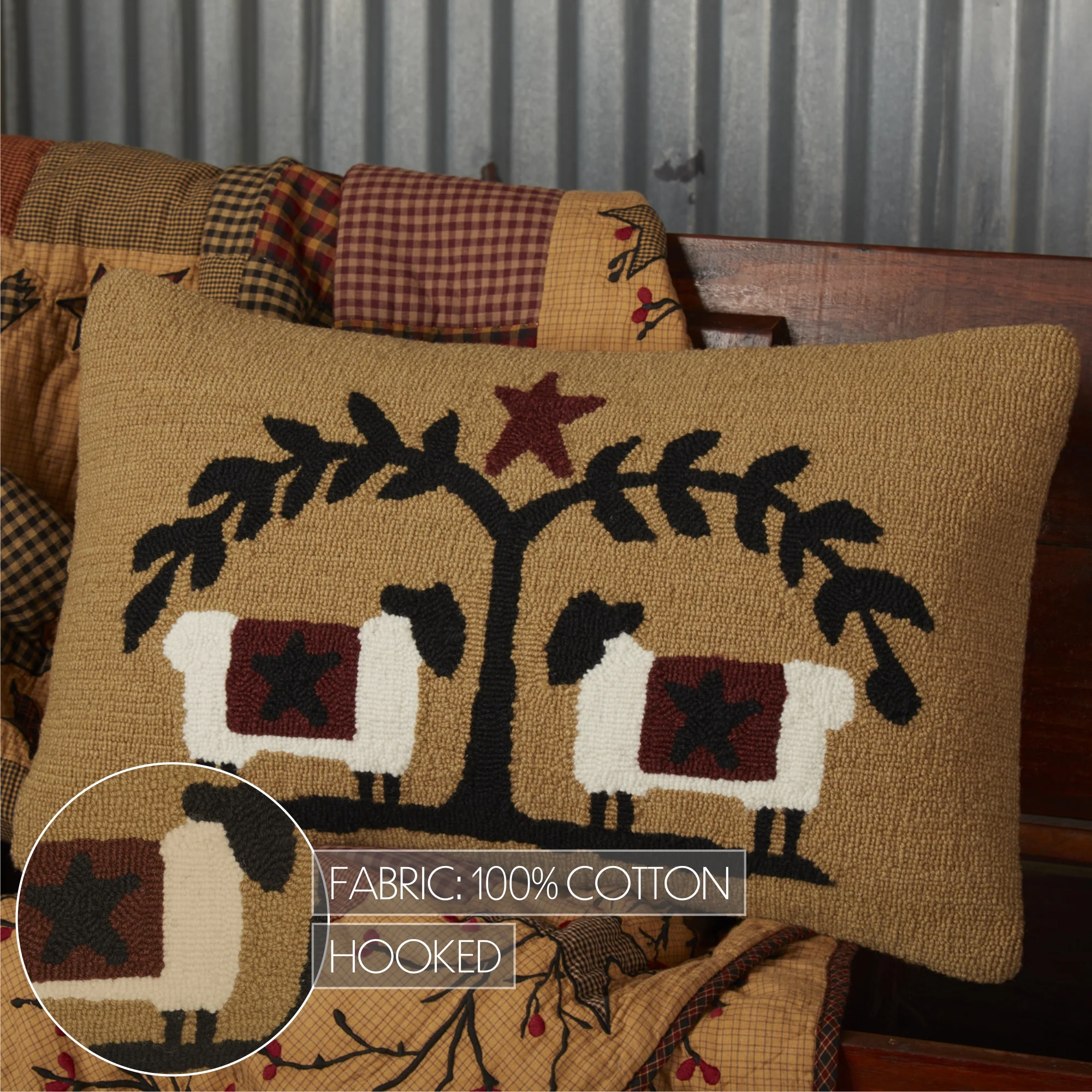Heirloom Farm Sheep Hooked Pillow - Image 6
