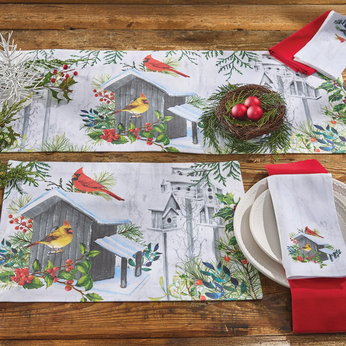 Holiday Cardinal Love Table Runner 36"