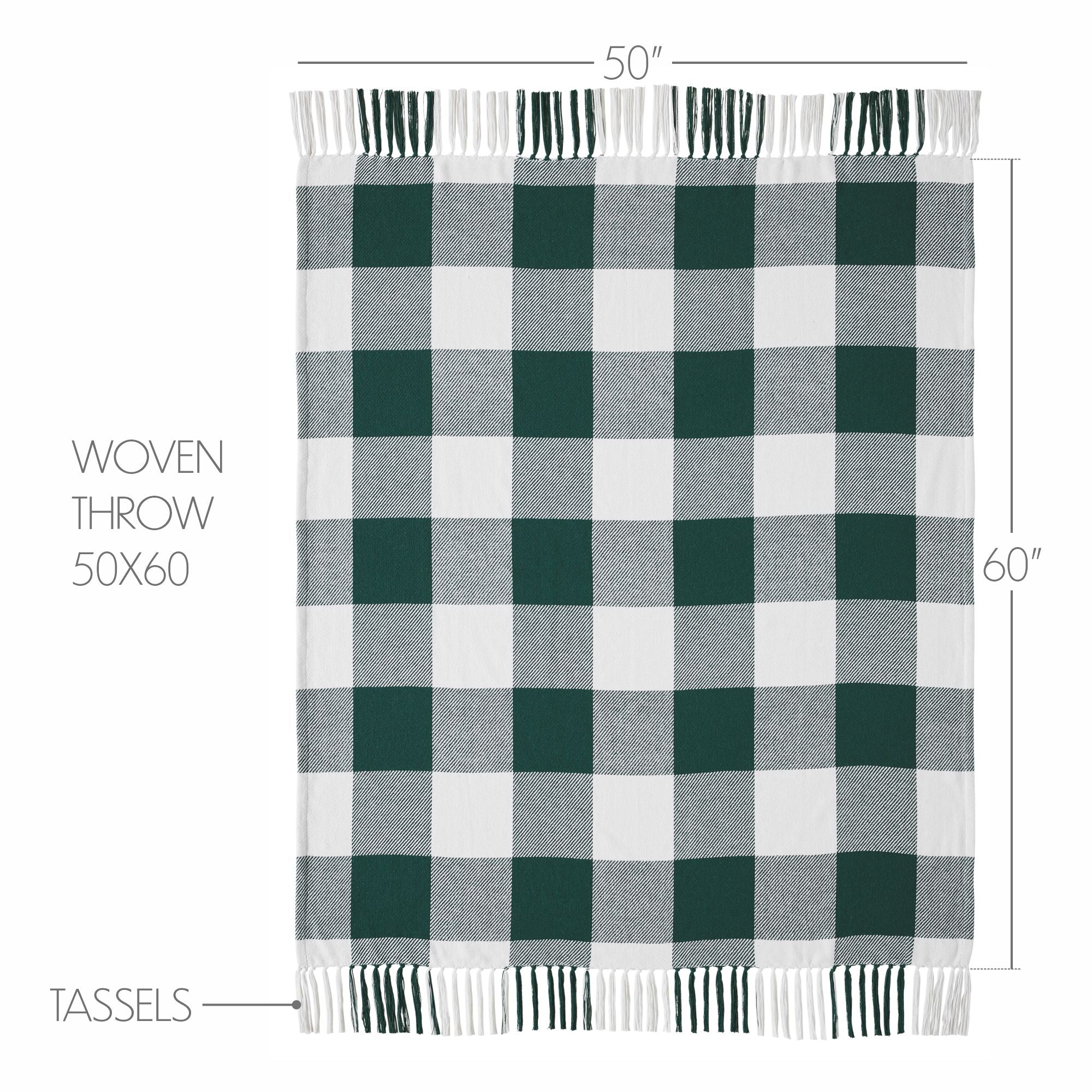 Hunter Green Check Woven Throw - Image 3