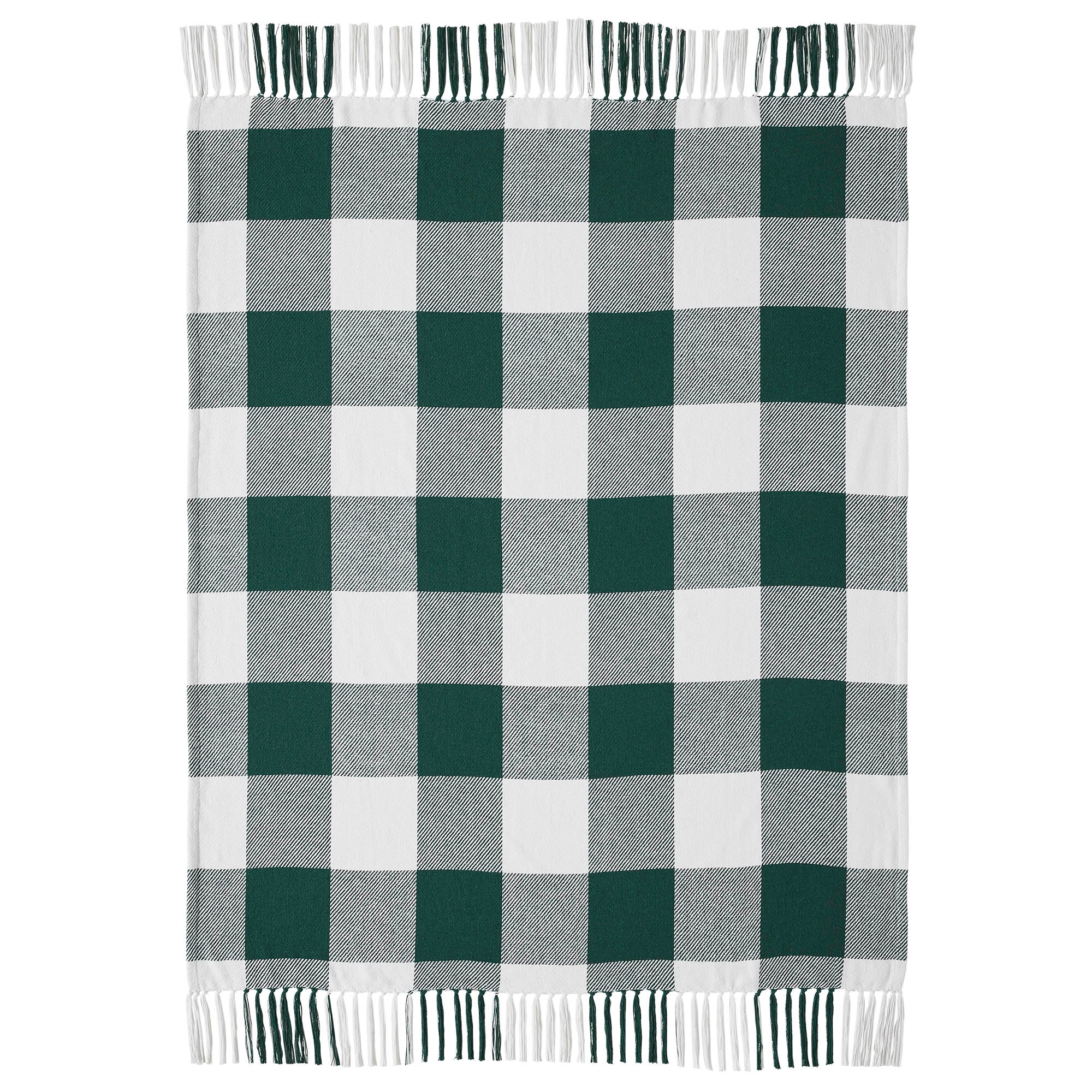 Hunter Green Check Woven Throw - Image 6