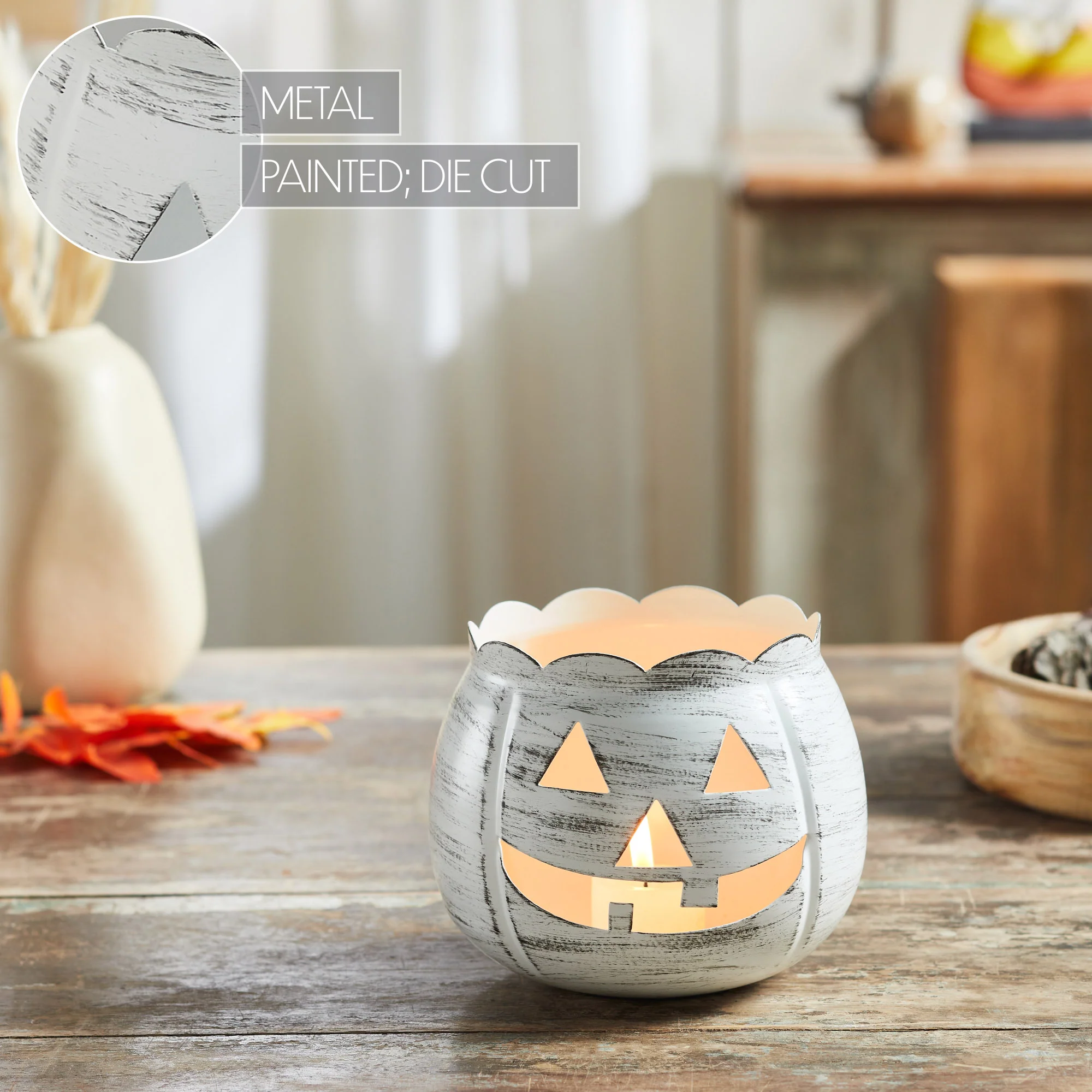 Jack-O-Lantern Candle Holders Antique White - Image 7