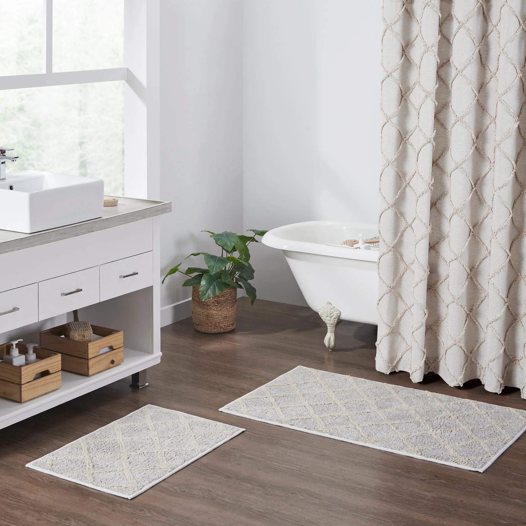 Lattice Oatmeal Bath Mat - Image 3