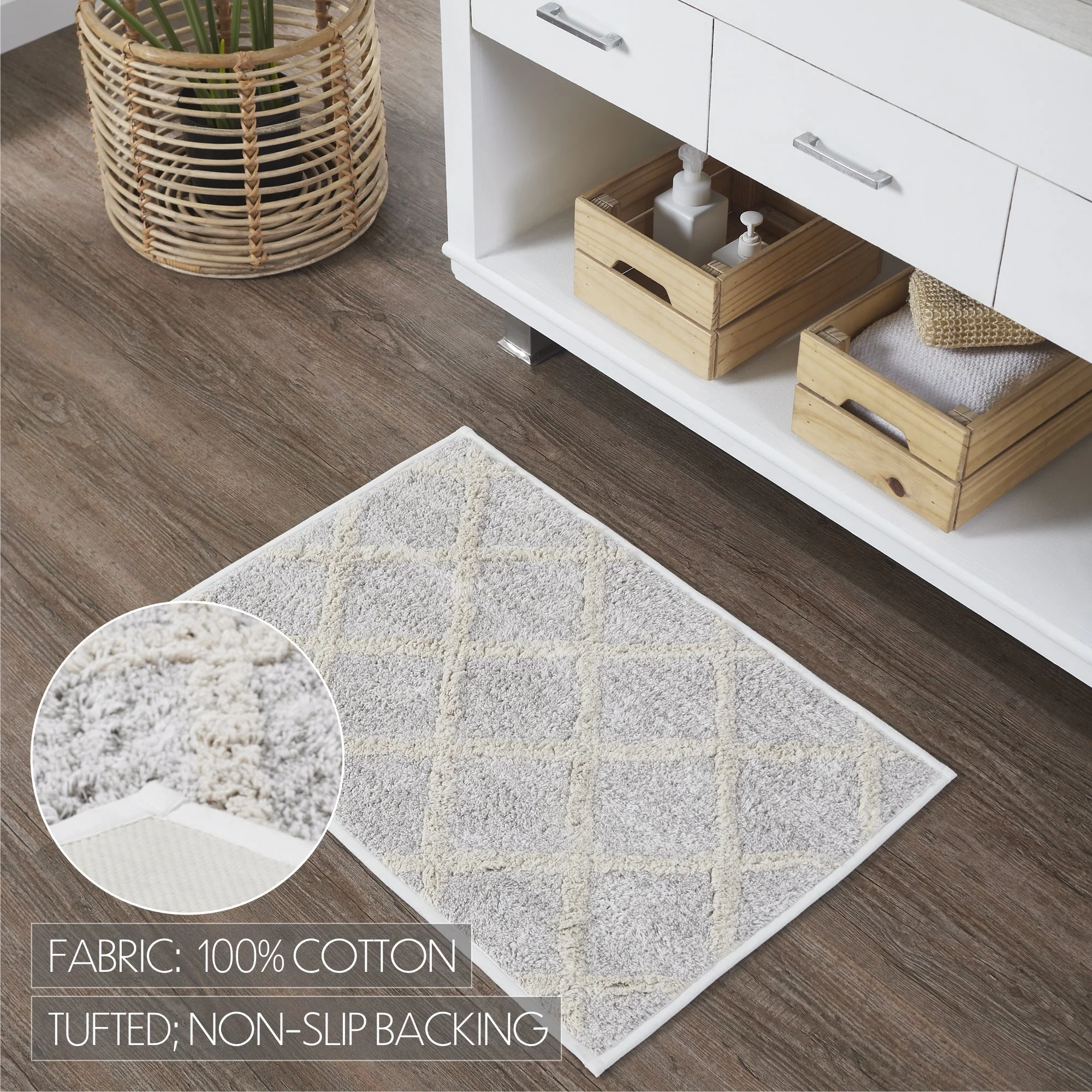 Lattice Oatmeal Bath Mat - Image 6