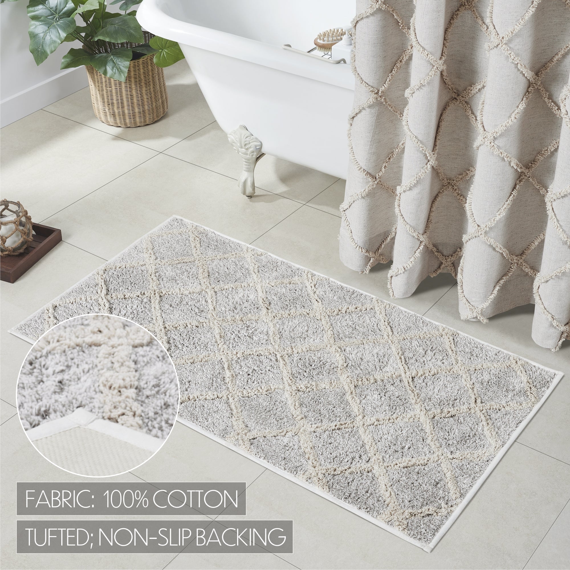 Lattice Oatmeal Bath Mat - Image 7