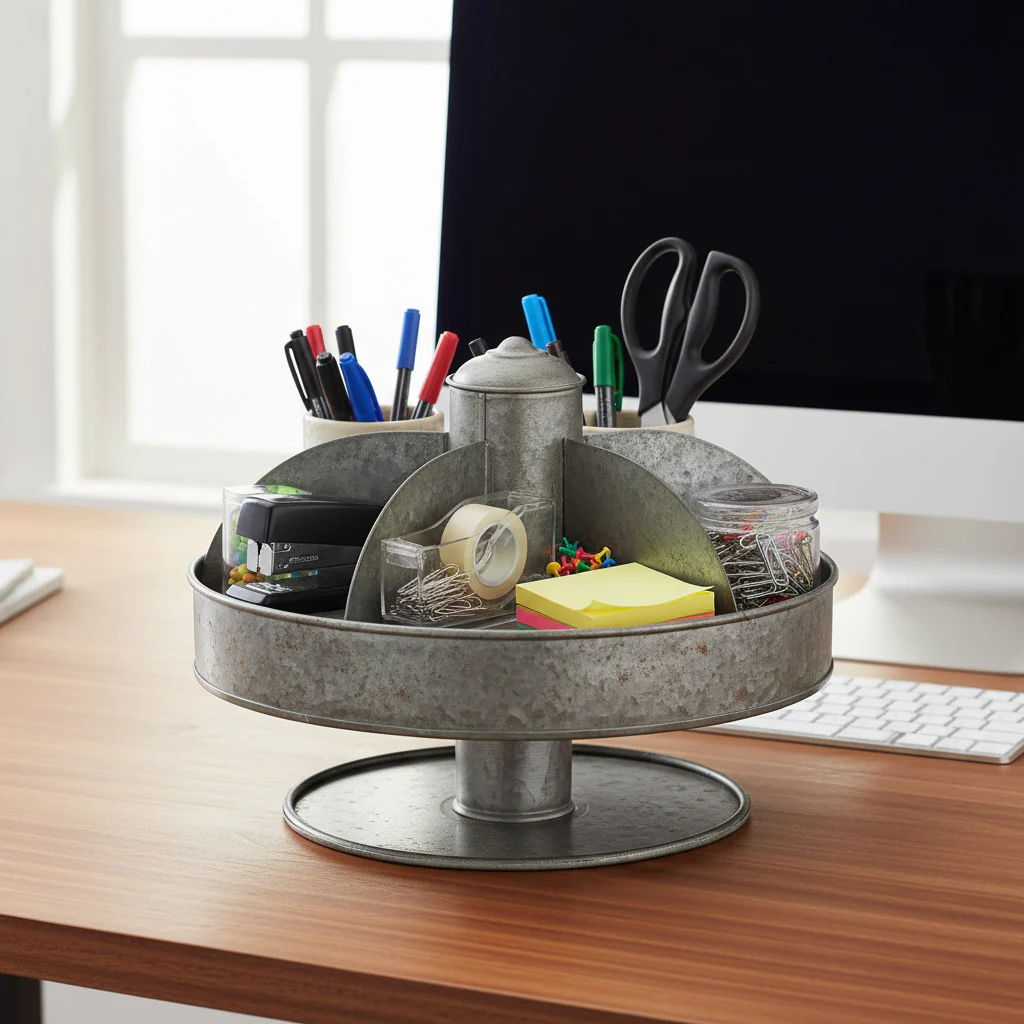 Lazy Susan Galvanized Organizer - Image 3