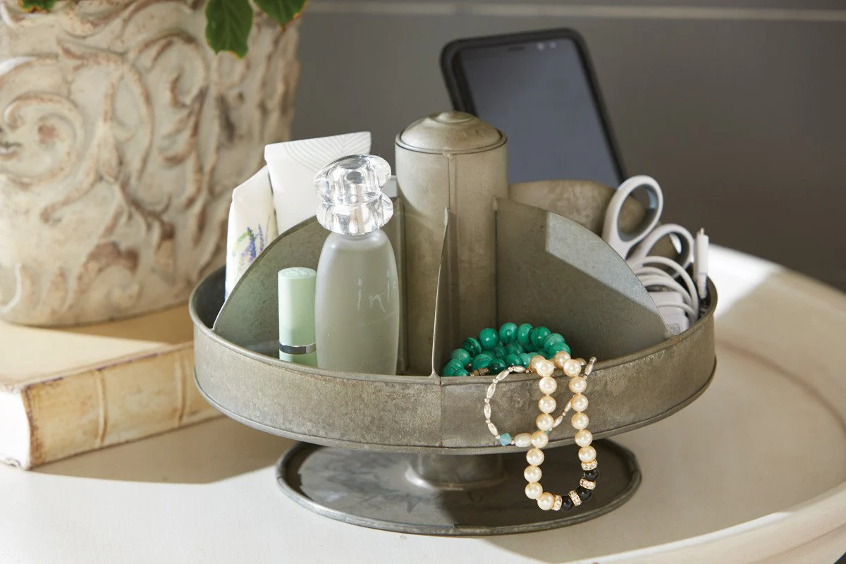 Lazy Susan Galvanized Organizer - Image 7