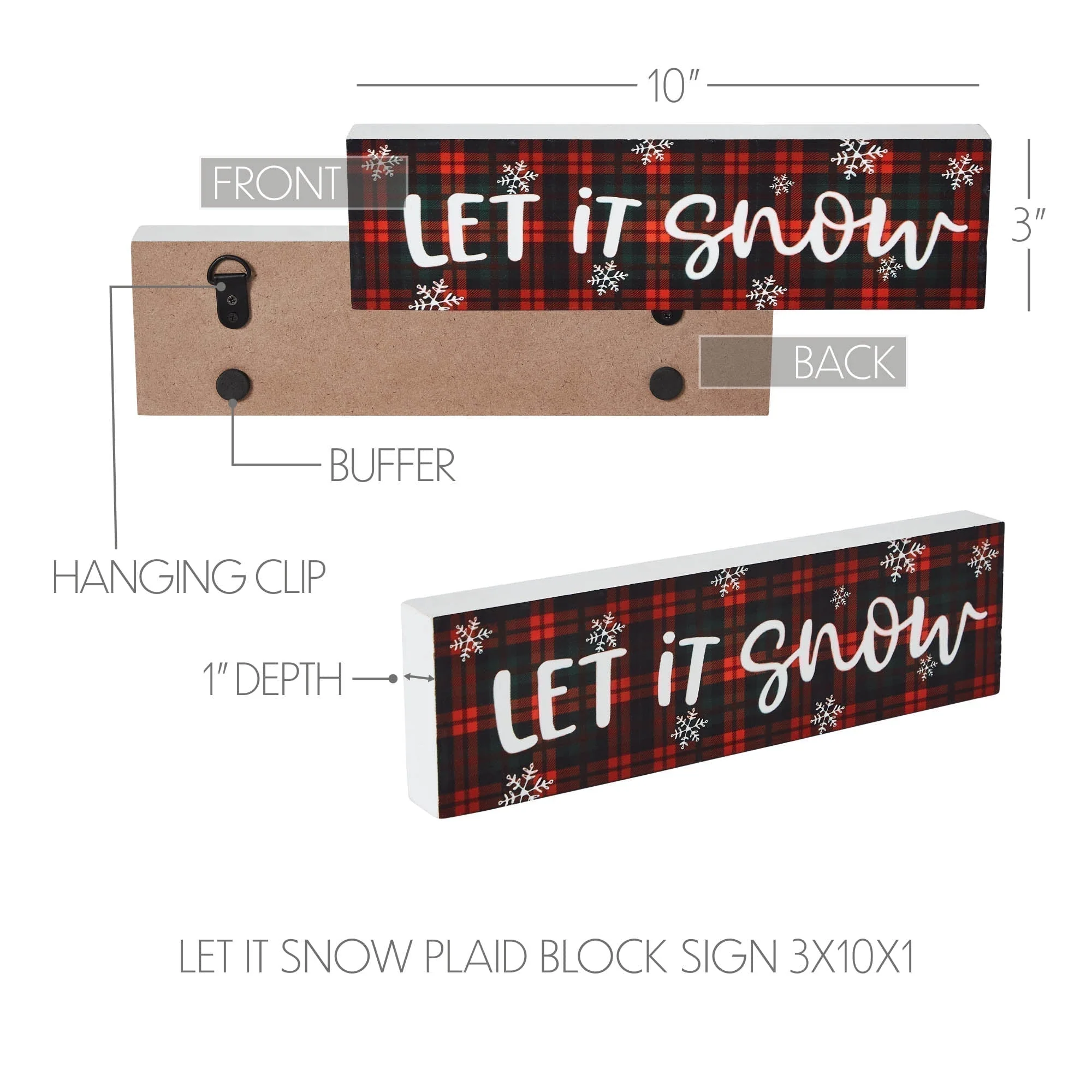 Let It Snow Plaid Block Sign - Image 3