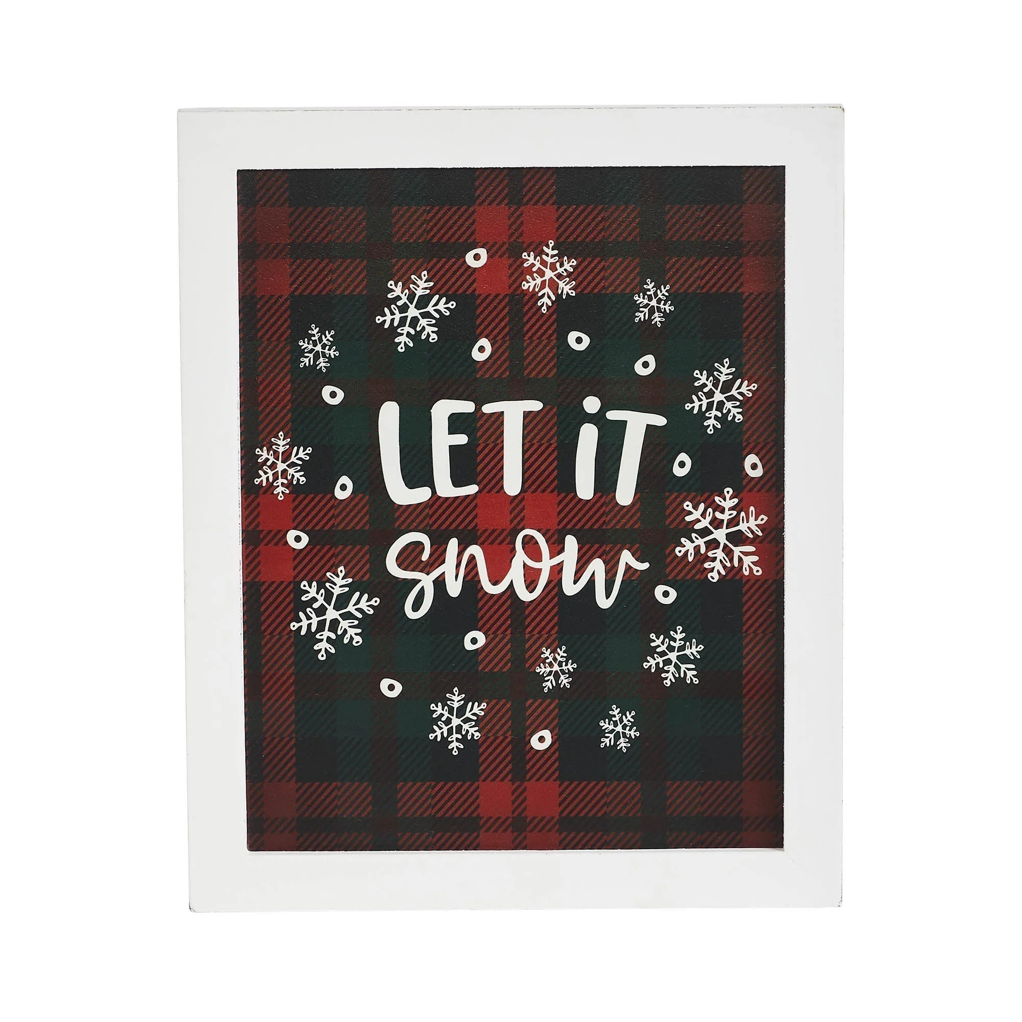 Let It Snow Plaid Wall Hanging Sign - Image 3