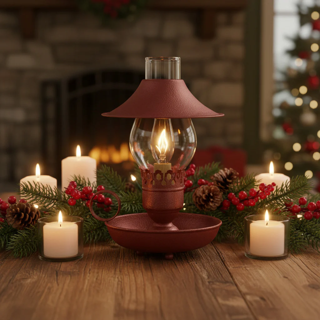 Madison Primitive Iron Lamp - Red