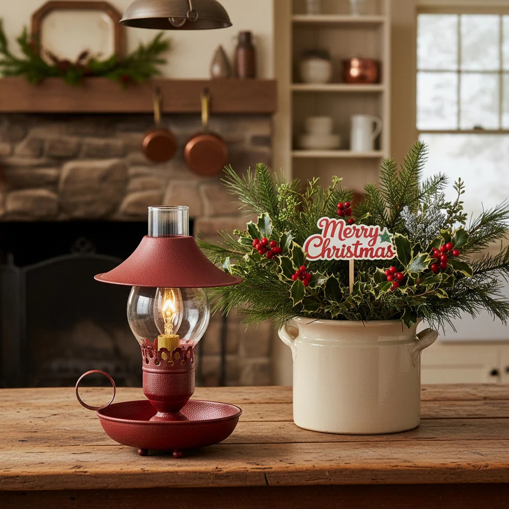 Madison Primitive Iron Lamp - Red - Image 2
