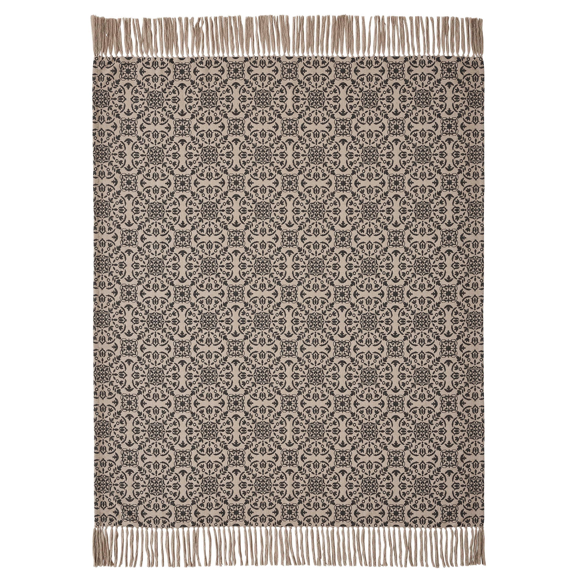 Medallion Black Tan Jacquard Woven Throw - Image 7
